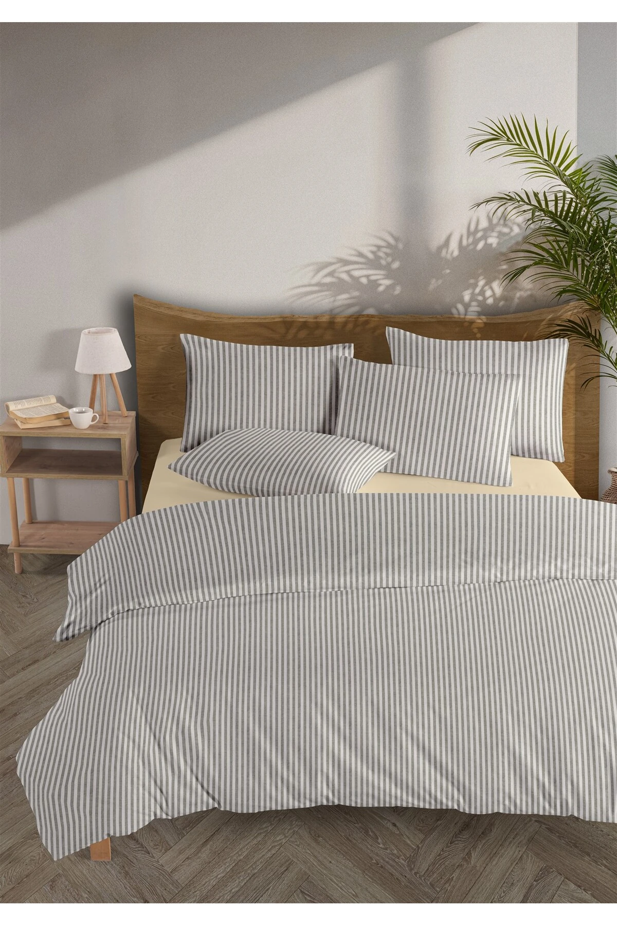 Mira %100 Pamuk Ranforce Yezra Ipliği Boyalı Nevresim Takımı Tek Kişilik - 160x220 cm - Haki̇