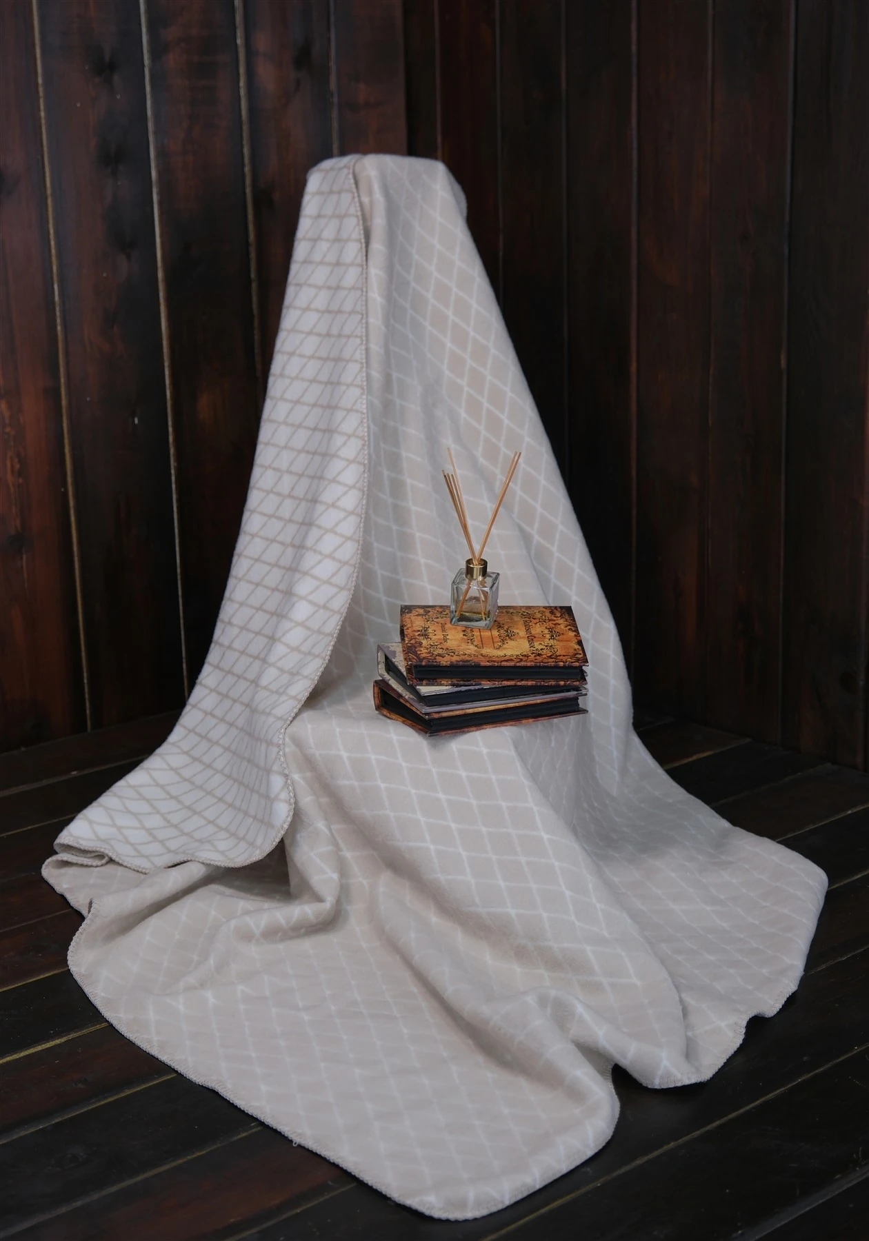 Vincent Çift Taraflı Pamuklu Battaniye Krem Tek Kişilik 150x200 cm