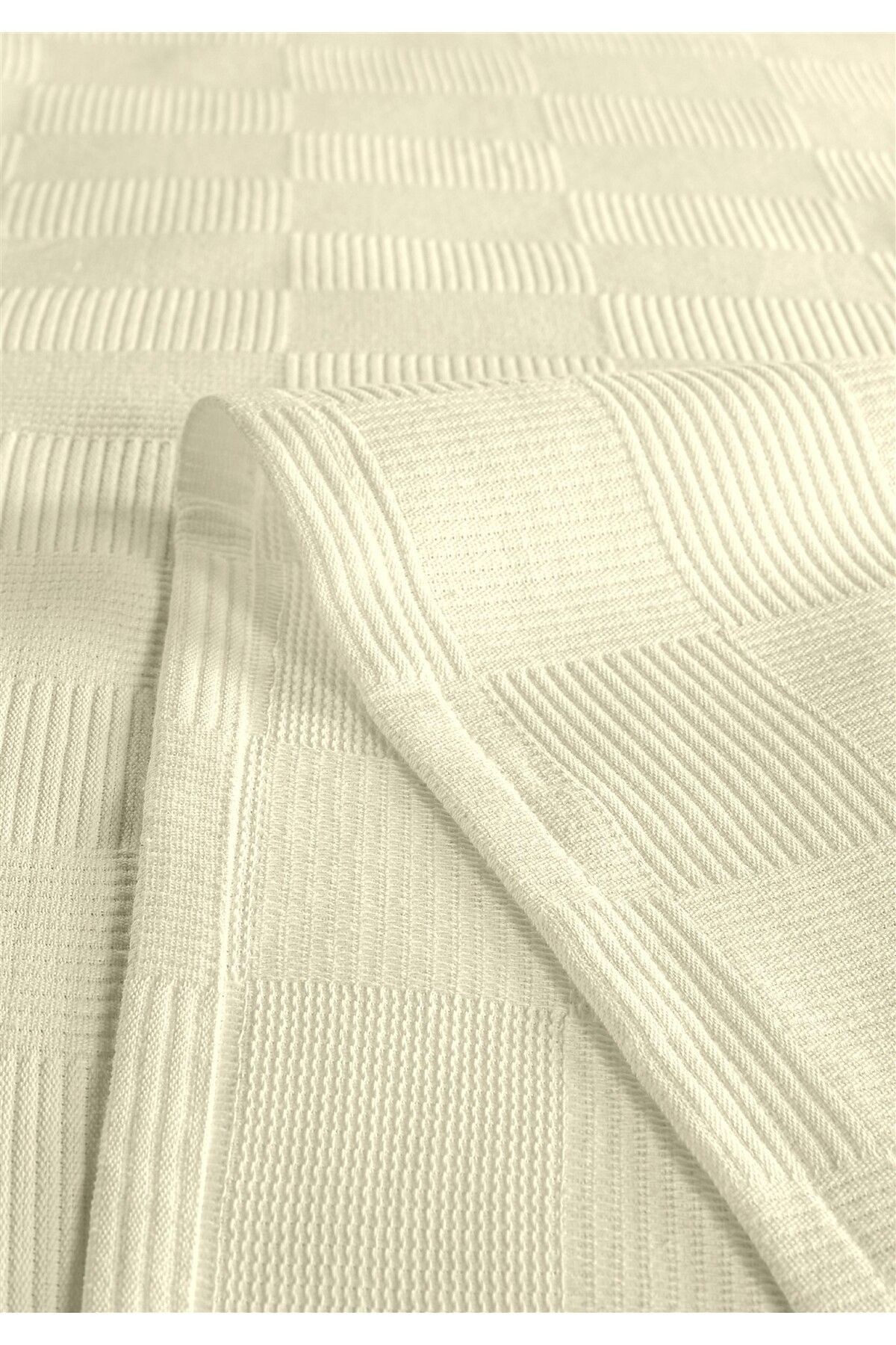 %100 Pamuk Çift Kişilik Açık Sarı Otel Pike Takım 200 x 230 cm