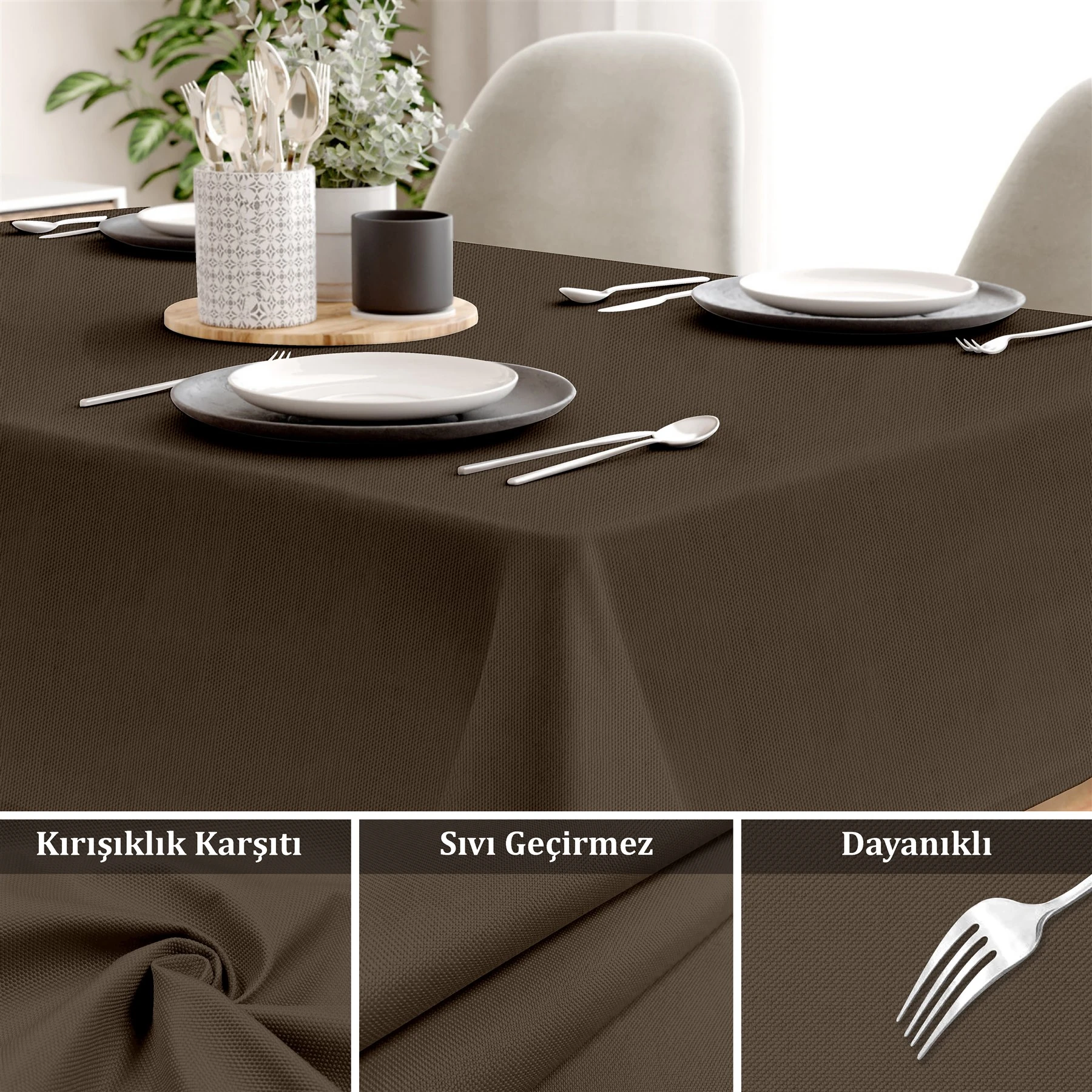 Canvas Sıvı Geçirmez Leke Tutmaz Masa Örtüsü