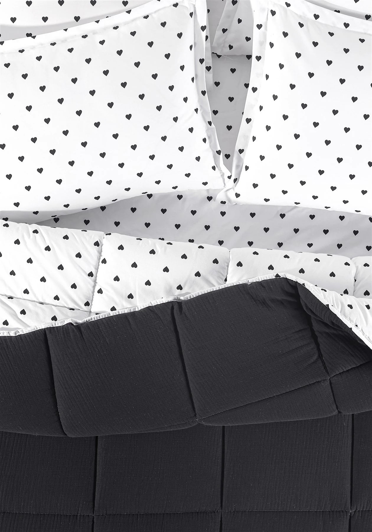 Lovely Timeless %100 Pamuk 4 Kat Müslin Comfort Uyku Seti Çift Kişilik 195x215 cm - Si̇yah