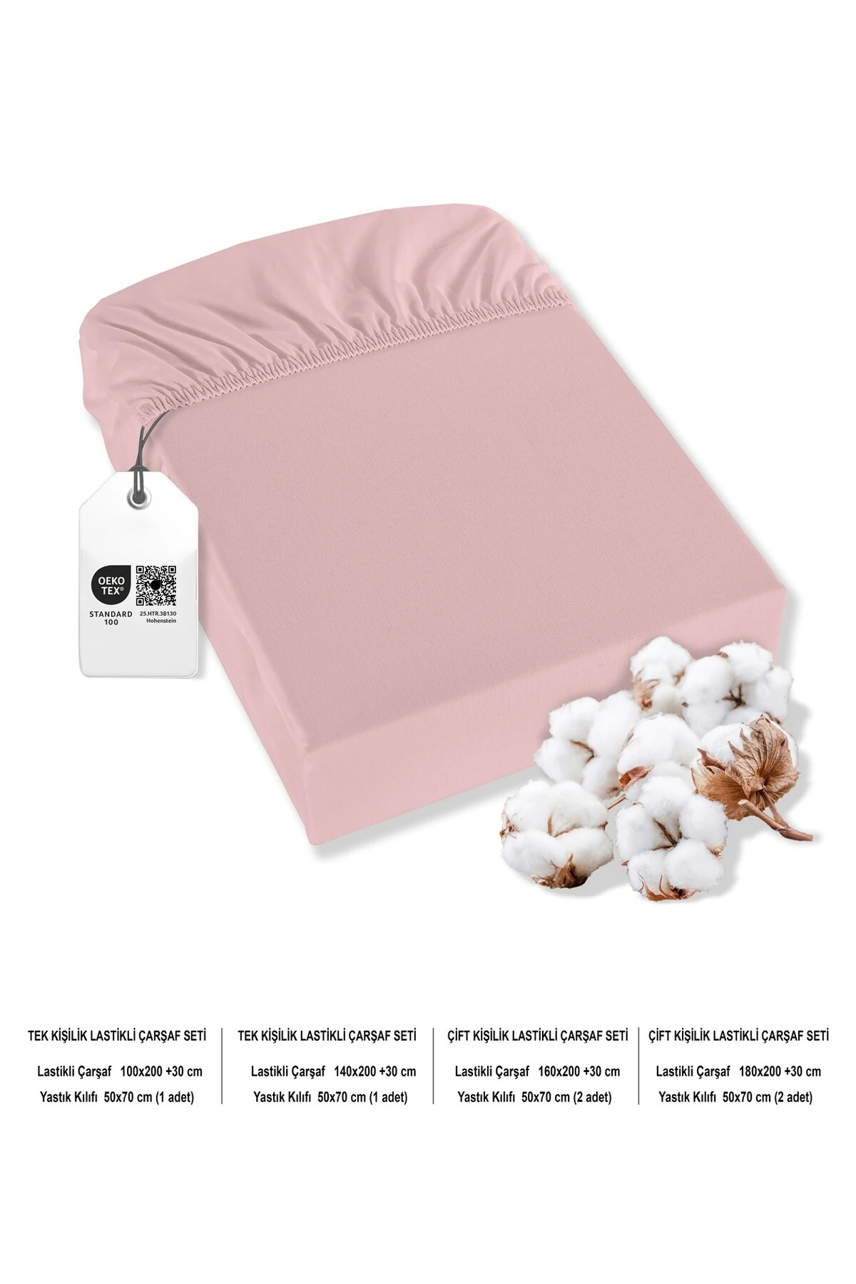 Siena Ranforce %100 Pamuk Lastikli Çarşaf Seti - Pembe