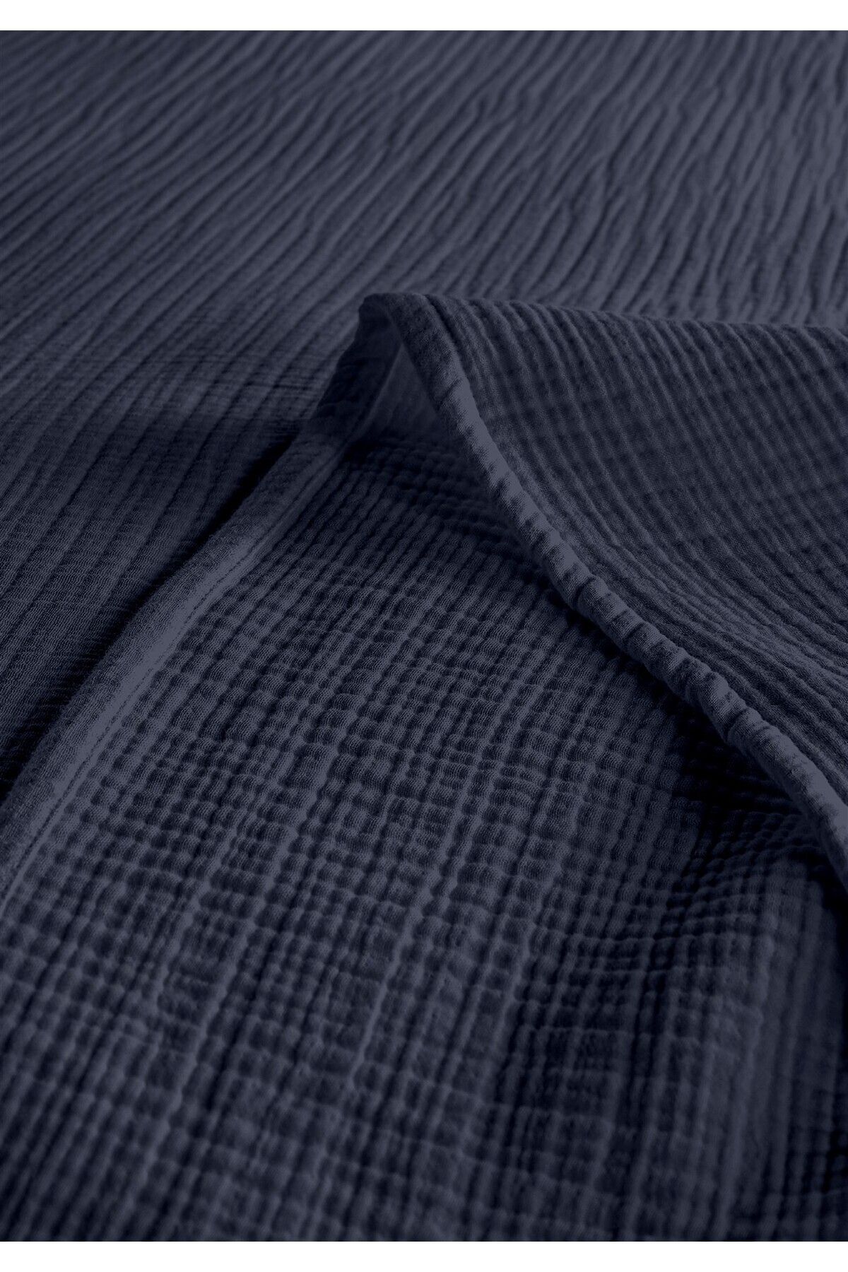 % 100 Doğal Pamuk 4 Kat Müslin Lüks Çift Kişilik Pike Takımı  200x230cm - Laci̇vert