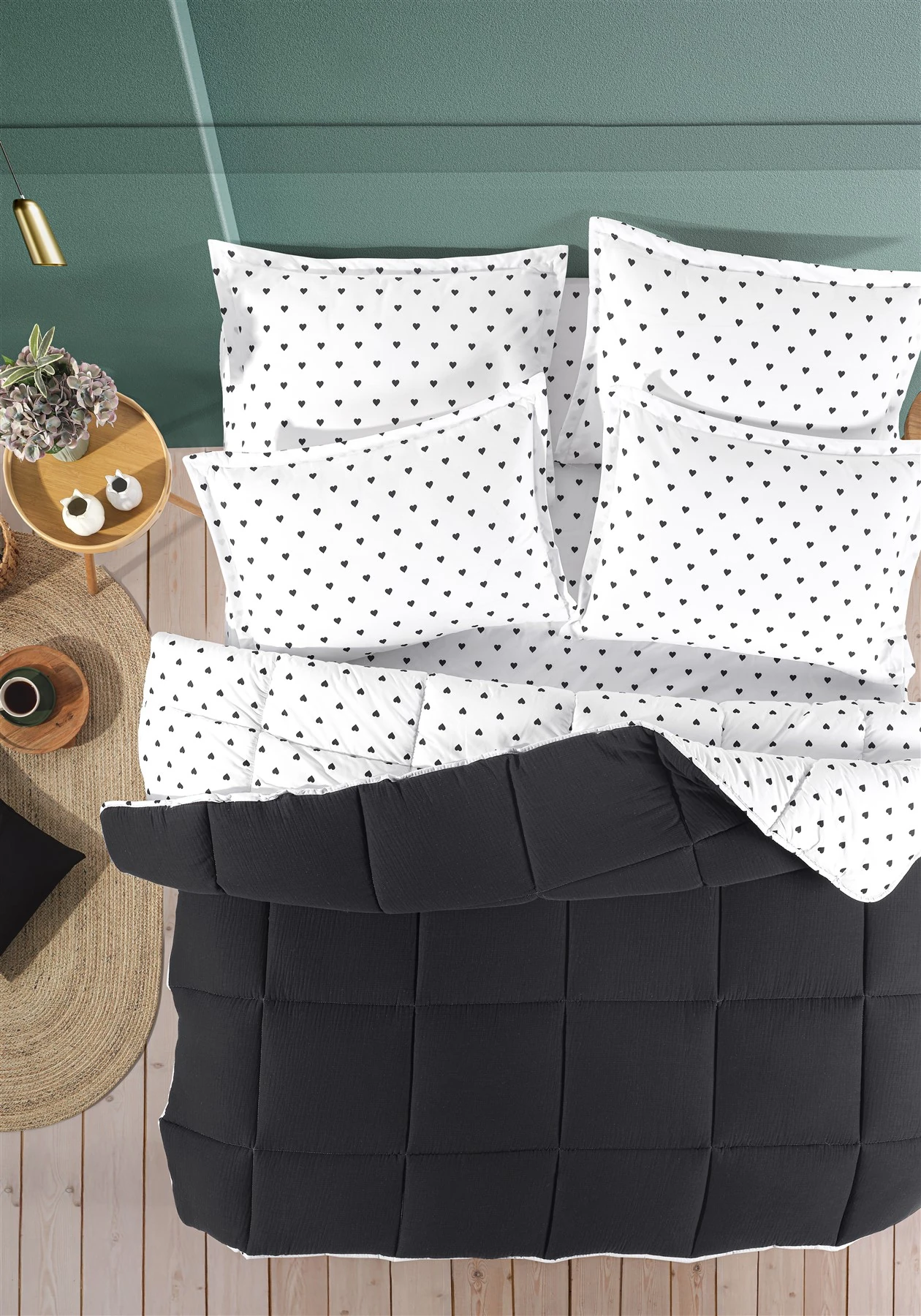 Lovely Timeless %100 Pamuk 4 Kat Müslin Comfort Uyku Seti Çift Kişilik 195x215 cm - Si̇yah