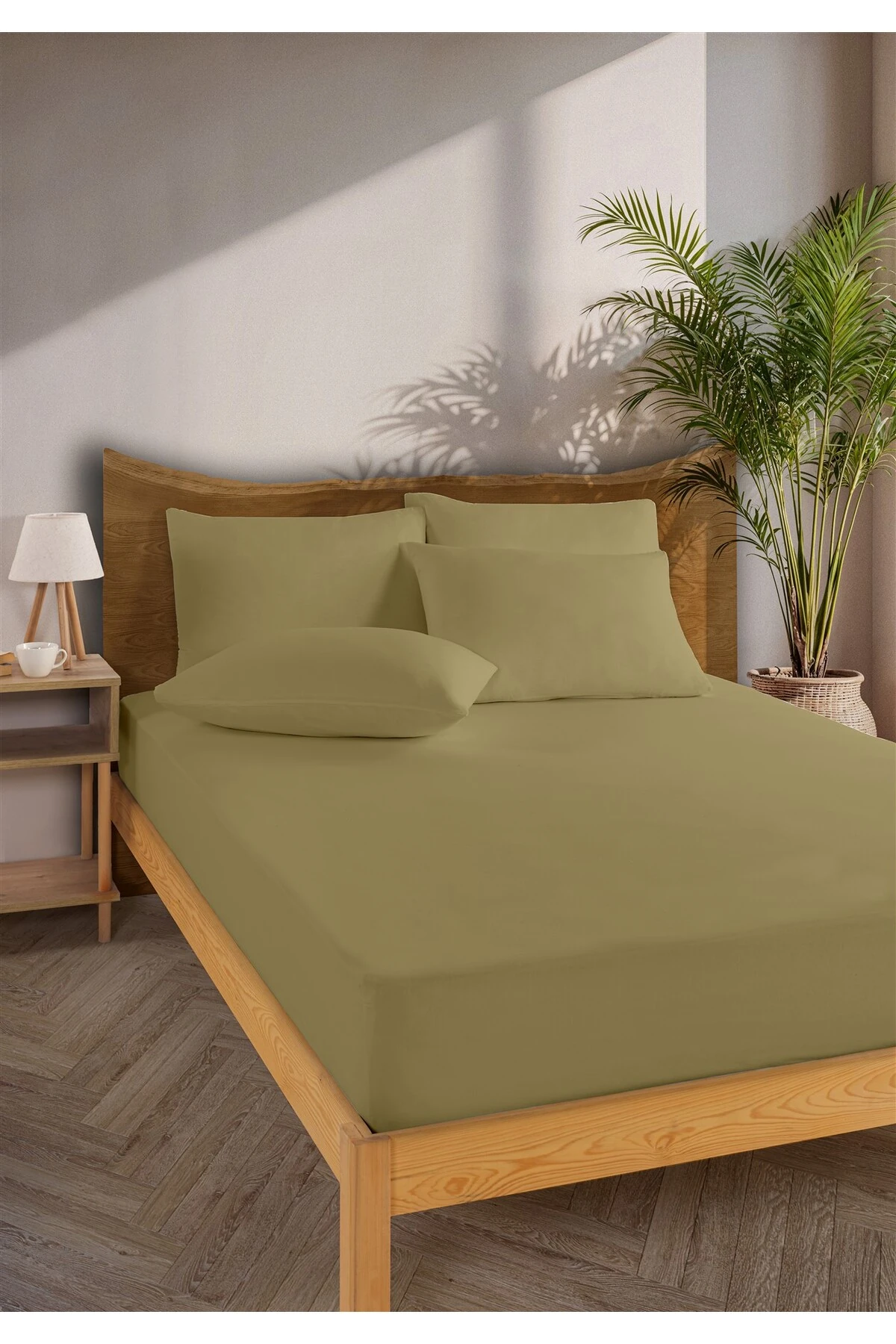 Siena Ranforce %100 Pamuk Lastikli Çarşaf Seti - zeyti̇n yeşi̇li̇