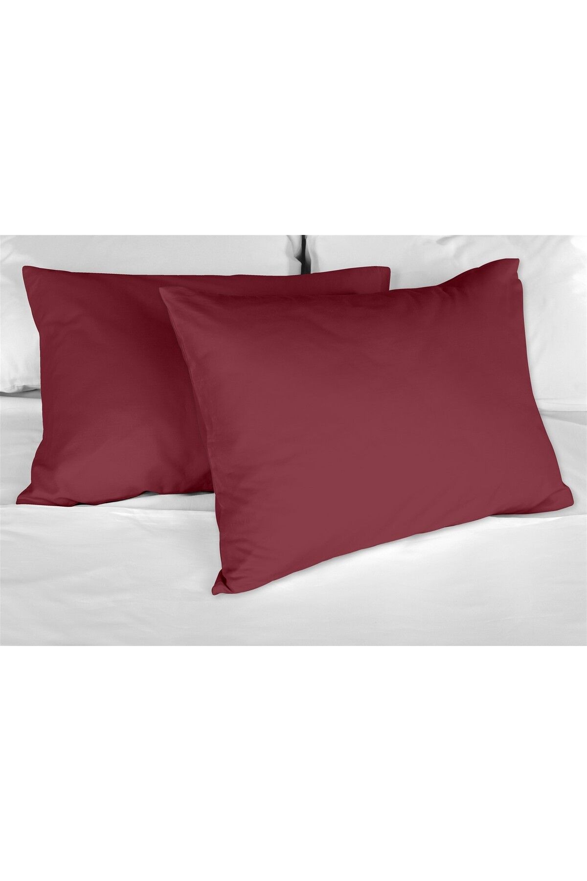 Organik Pamuk Akfil Yastık Kılıfı 2'li Set  50x70 cm - bordo