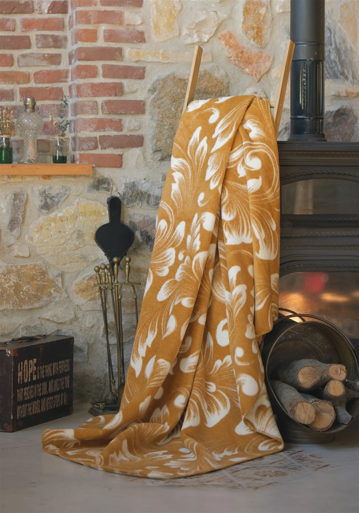 Bloom Pamuklu Battaniye Tek Kişilik 150x200 cm - Hardal