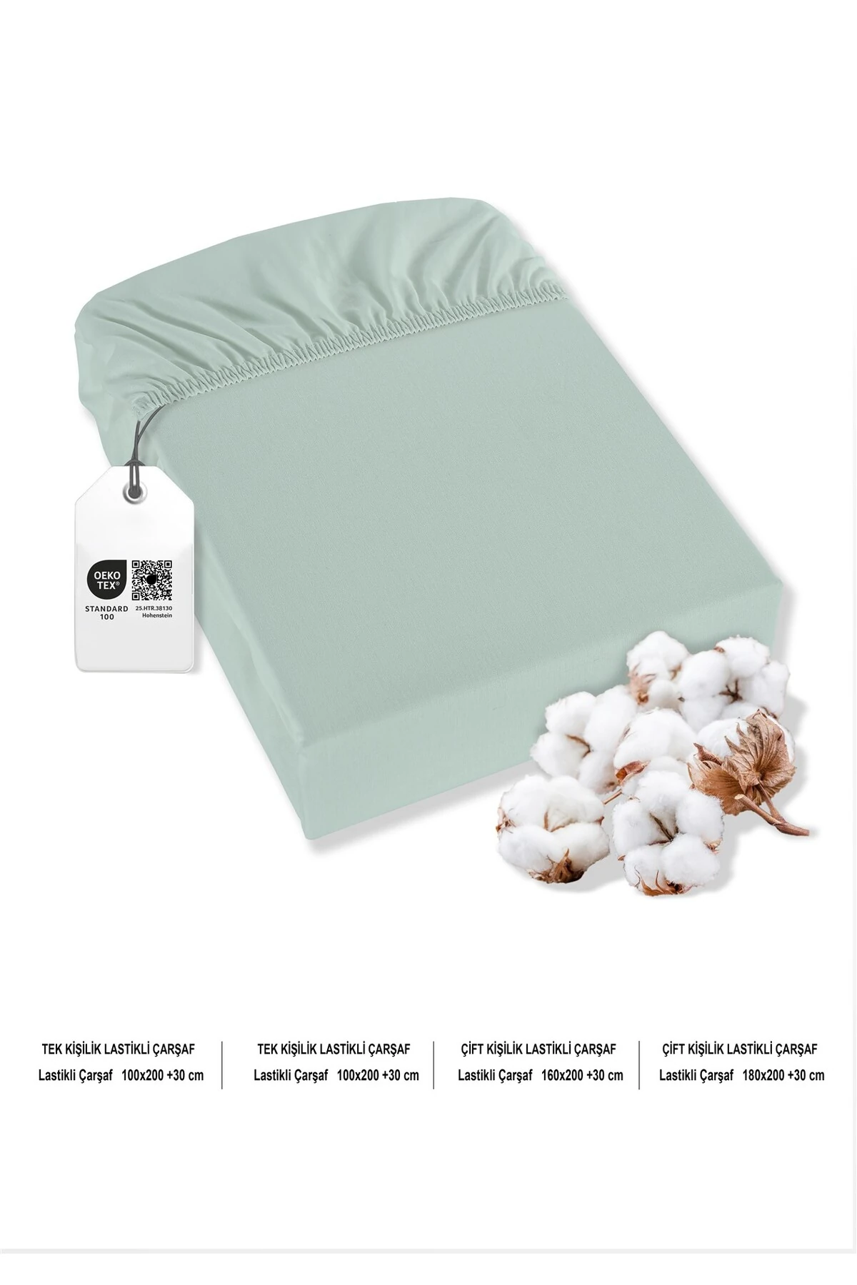 Naria Ranforce %100 Pamuk Lastikli Çarşaf - buz mavi̇