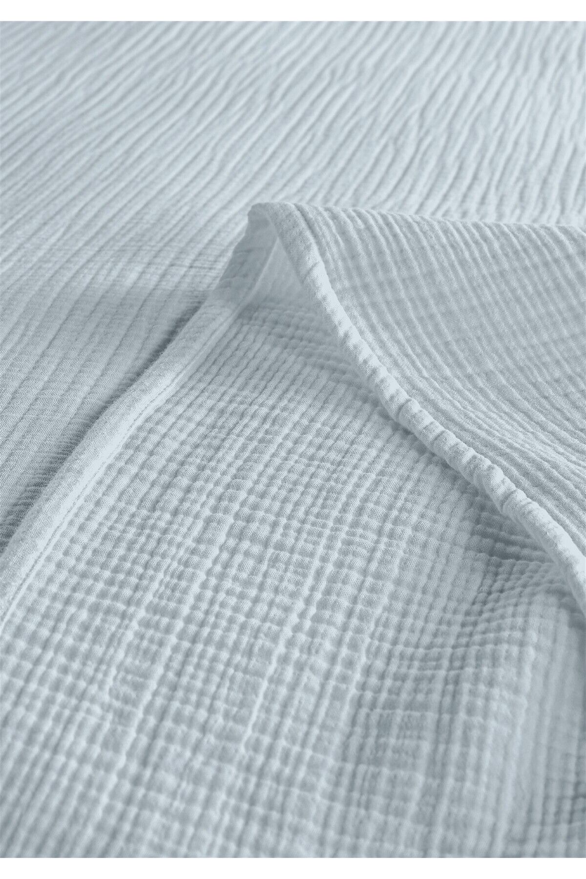 % 100 Doğal Pamuk 4 Kat Müslin Lüks Çift Kişilik Pike Takımı  200x230cm - Bebe mavi̇