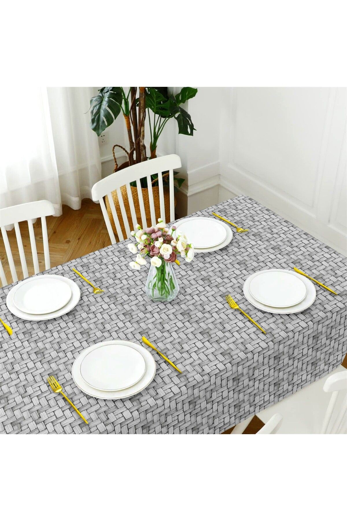 Canvas Wicker Sıvı Geçirmez Leke Tutmaz Masa Örtüsü