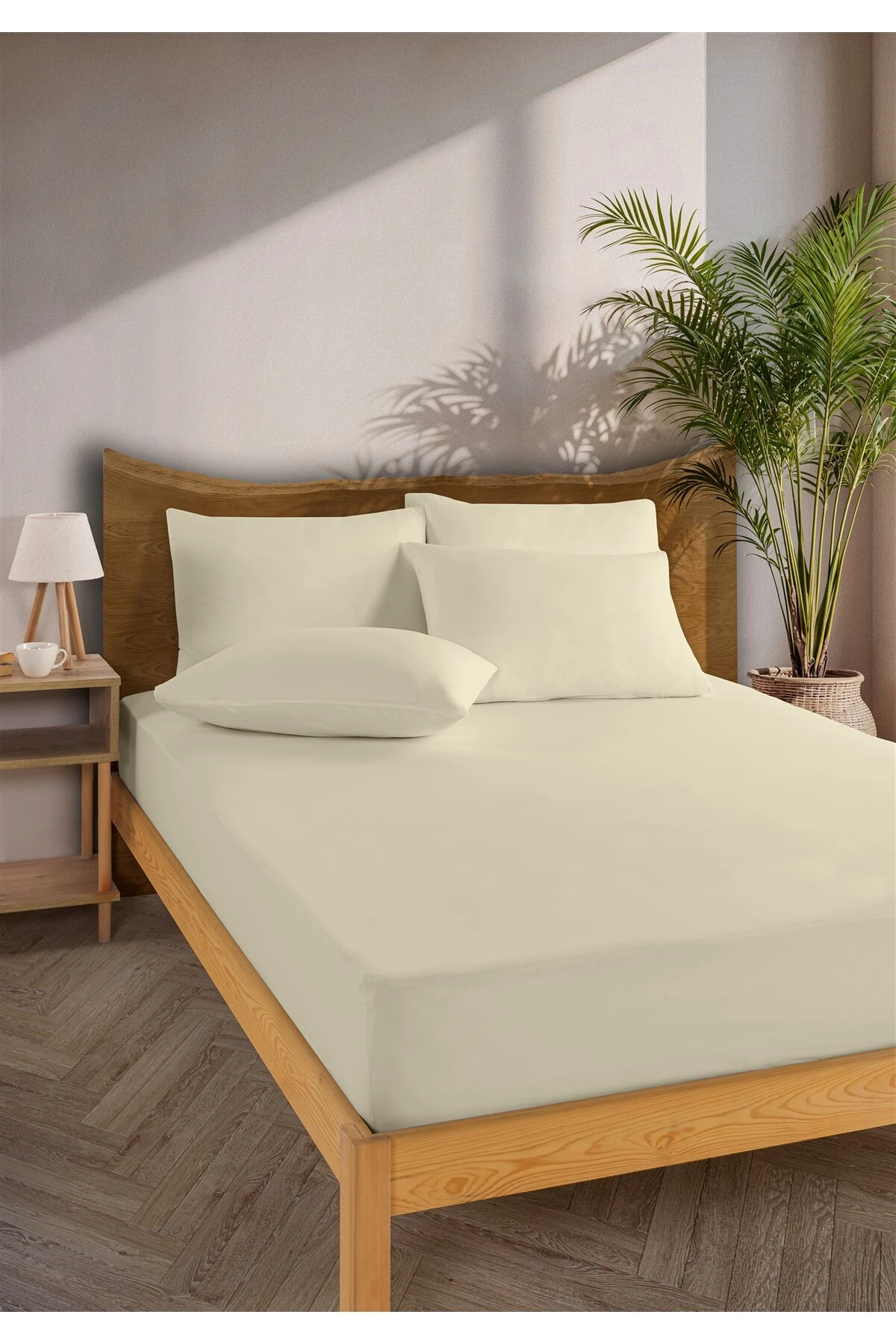 Siena Ranforce %100 Pamuk Lastikli Çarşaf Seti - Krem