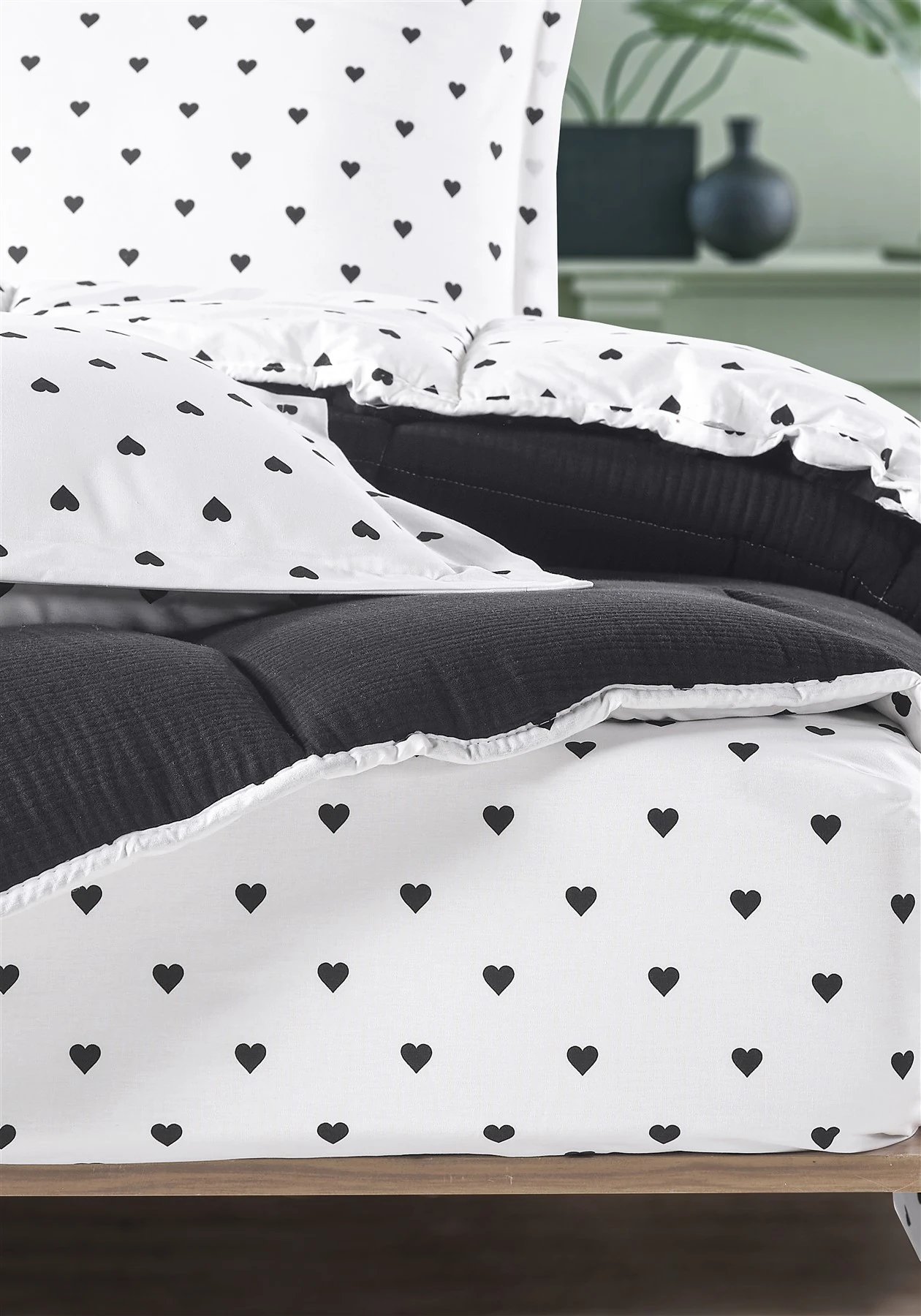 Lovely Timeless %100 Pamuk 4 Kat Müslin Comfort Uyku Seti Çift Kişilik 195x215 cm - Si̇yah