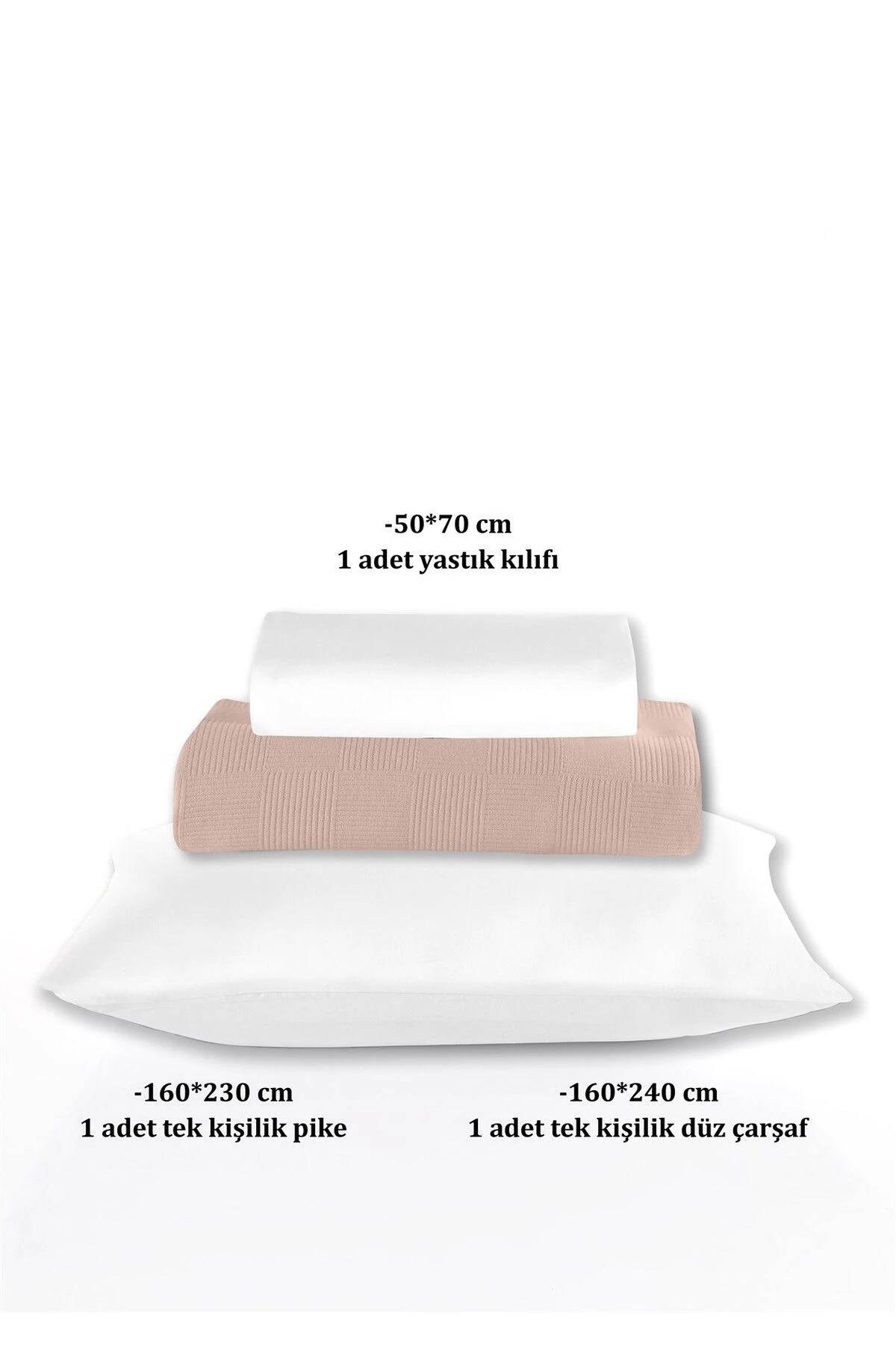 %100 Pamuk Tek Kişilik Otel Pike Takım 160 x 230 cm