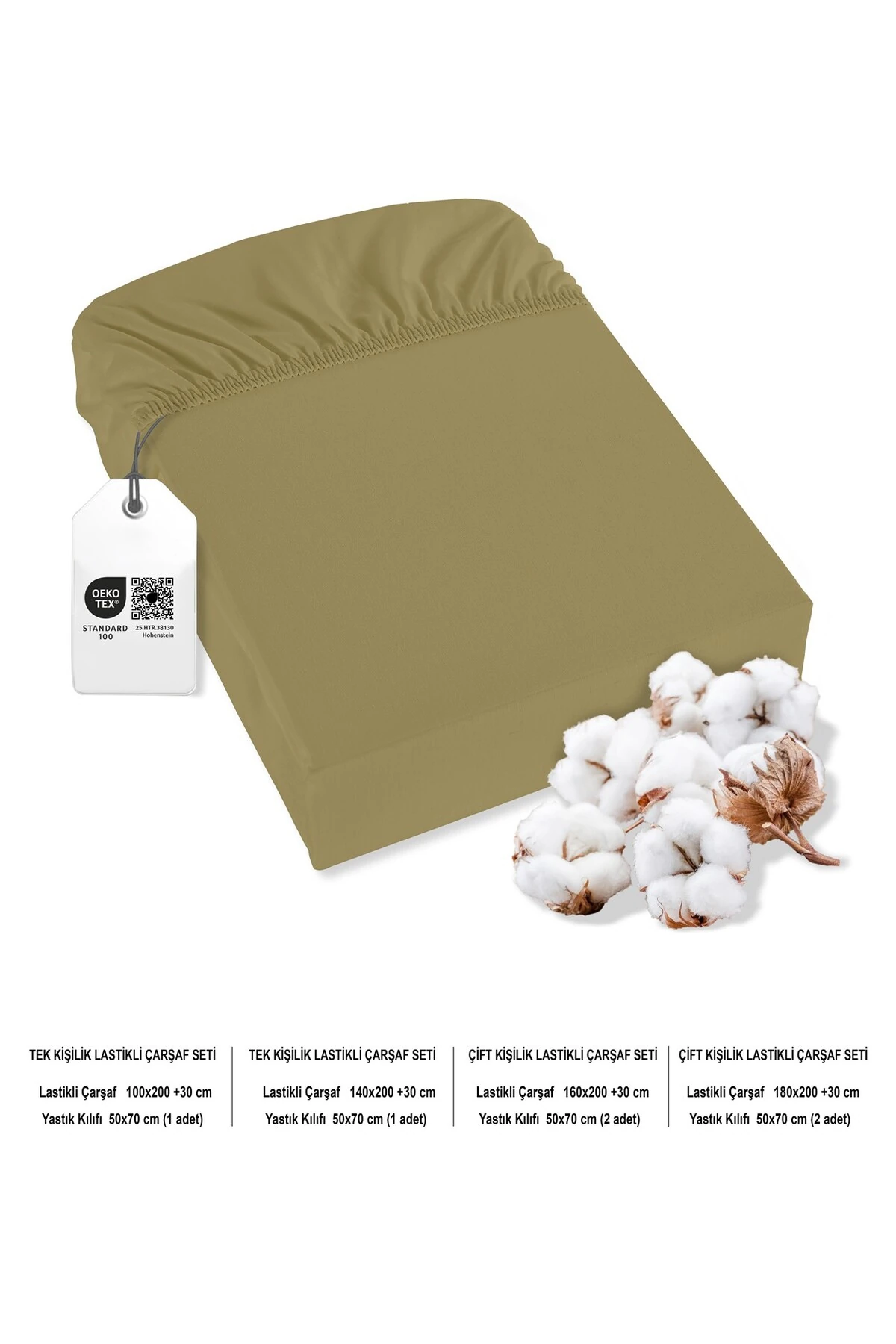 Siena Ranforce %100 Pamuk Lastikli Çarşaf Seti - zeyti̇n yeşi̇li̇