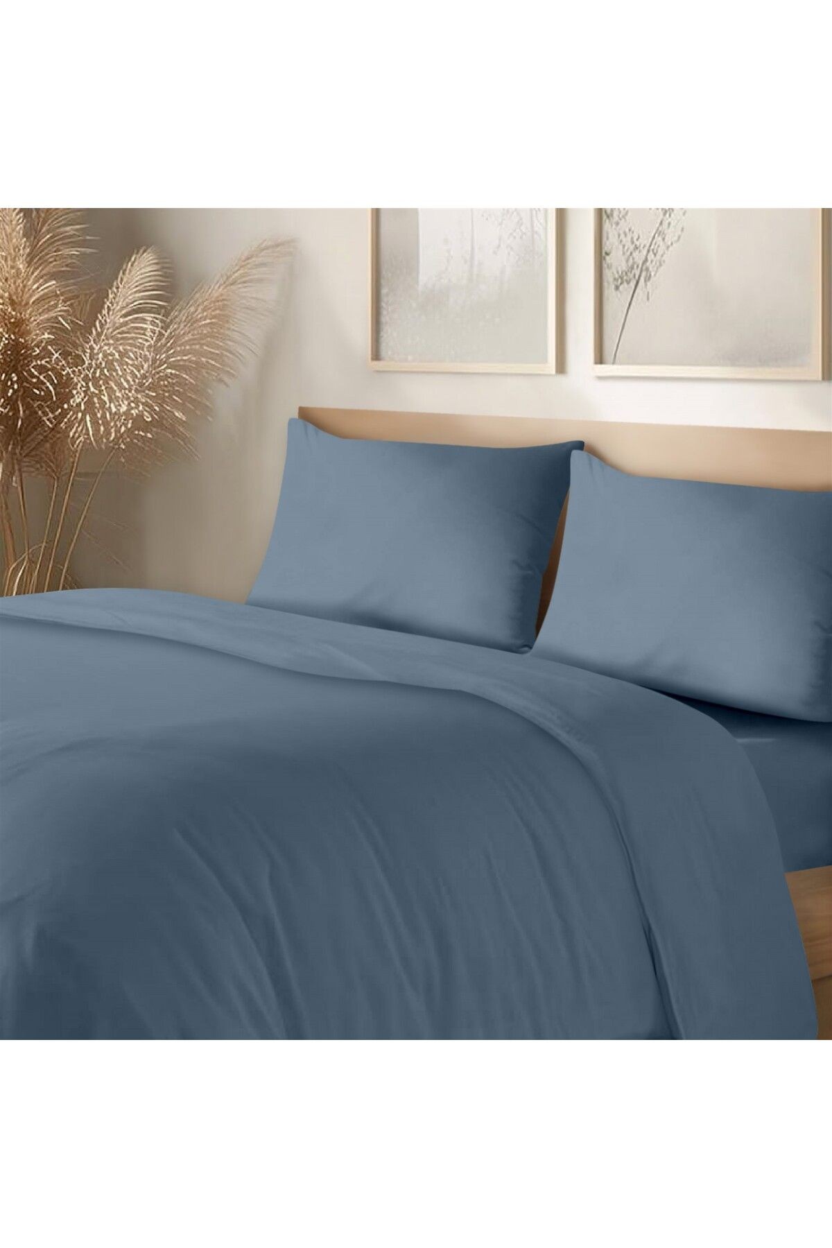 Organik Pamuk Akfil Nevresim Takımı  Tek Kişilik 160x220 cm - İndi̇go