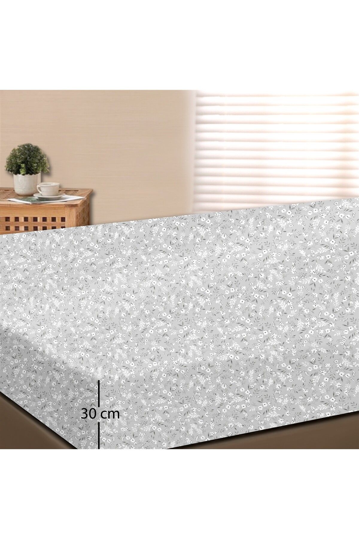 Dalya %100 Pamuk Çift Kişilik Lastikli Çarşaf Seti  - 160x200+30 cm - Açik Gri̇