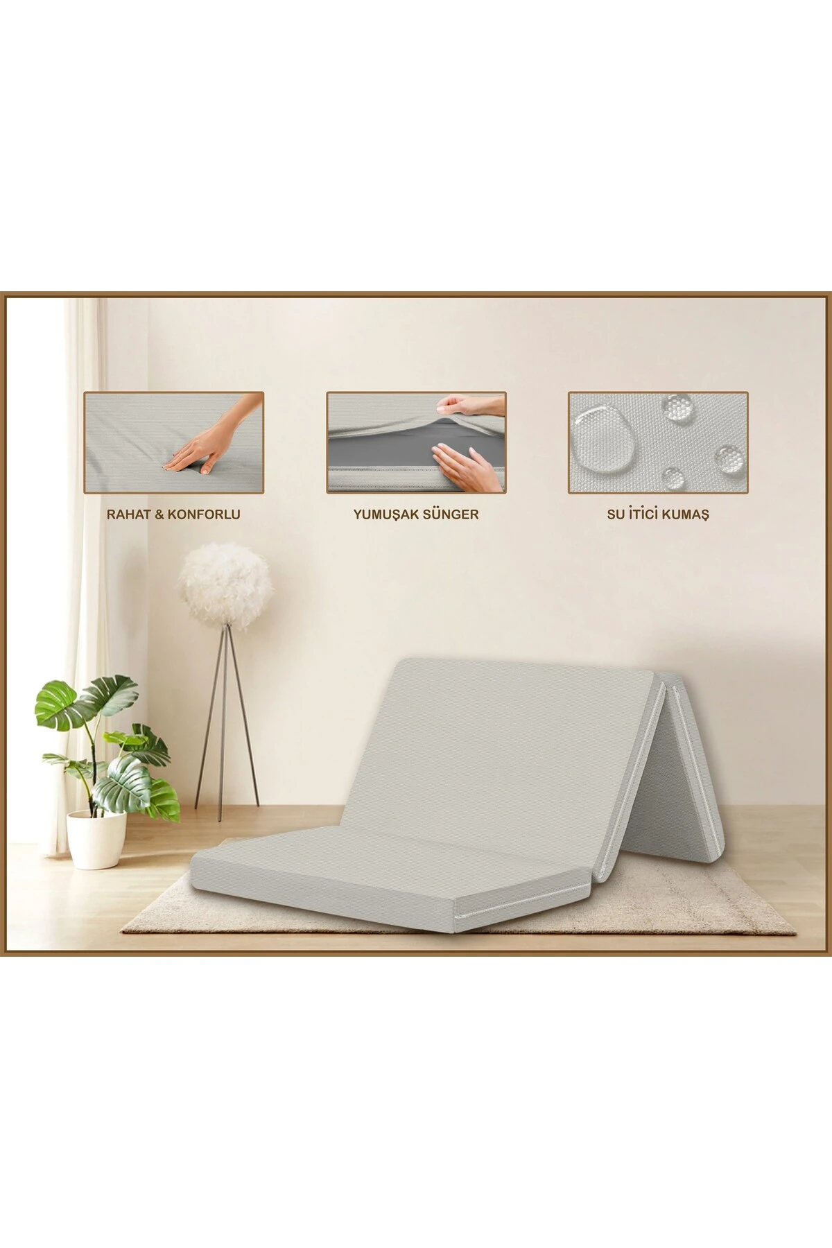 Canvas  Fermuarlı Katlanabilir Yer Yatağı Yer Minderi 80x180x6cm