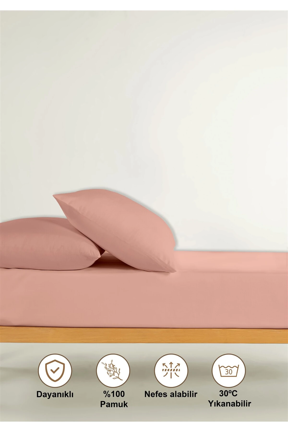 Siena Ranforce %100 Pamuk Lastikli Çarşaf Seti - Pudra