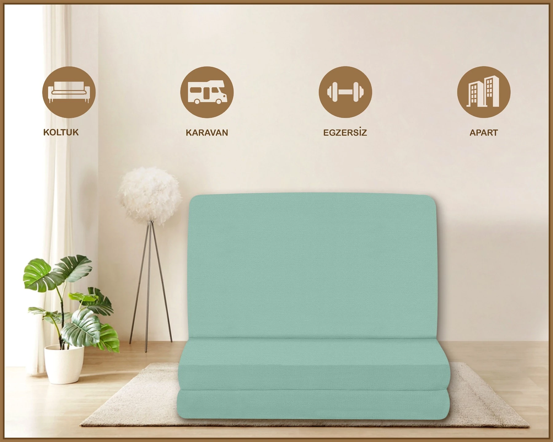 Canvas  Fermuarlı Katlanabilir Yer Yatağı Yer Minderi 60x180x6cm - Mi̇nt