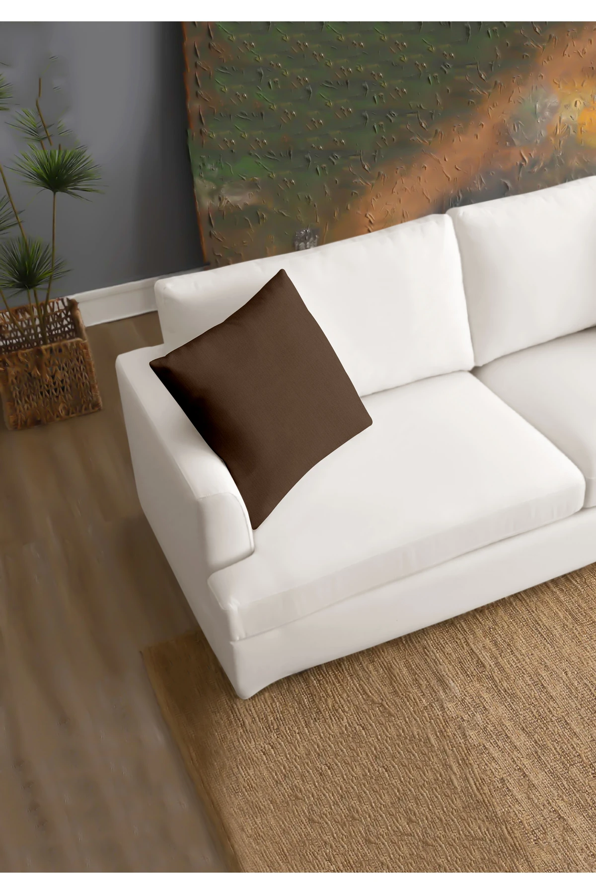 Canvas 6'lı  Sıvı Geçirmez Leke Tutmaz Kırlent Kılıfı 45 x 45 cm - Kahve