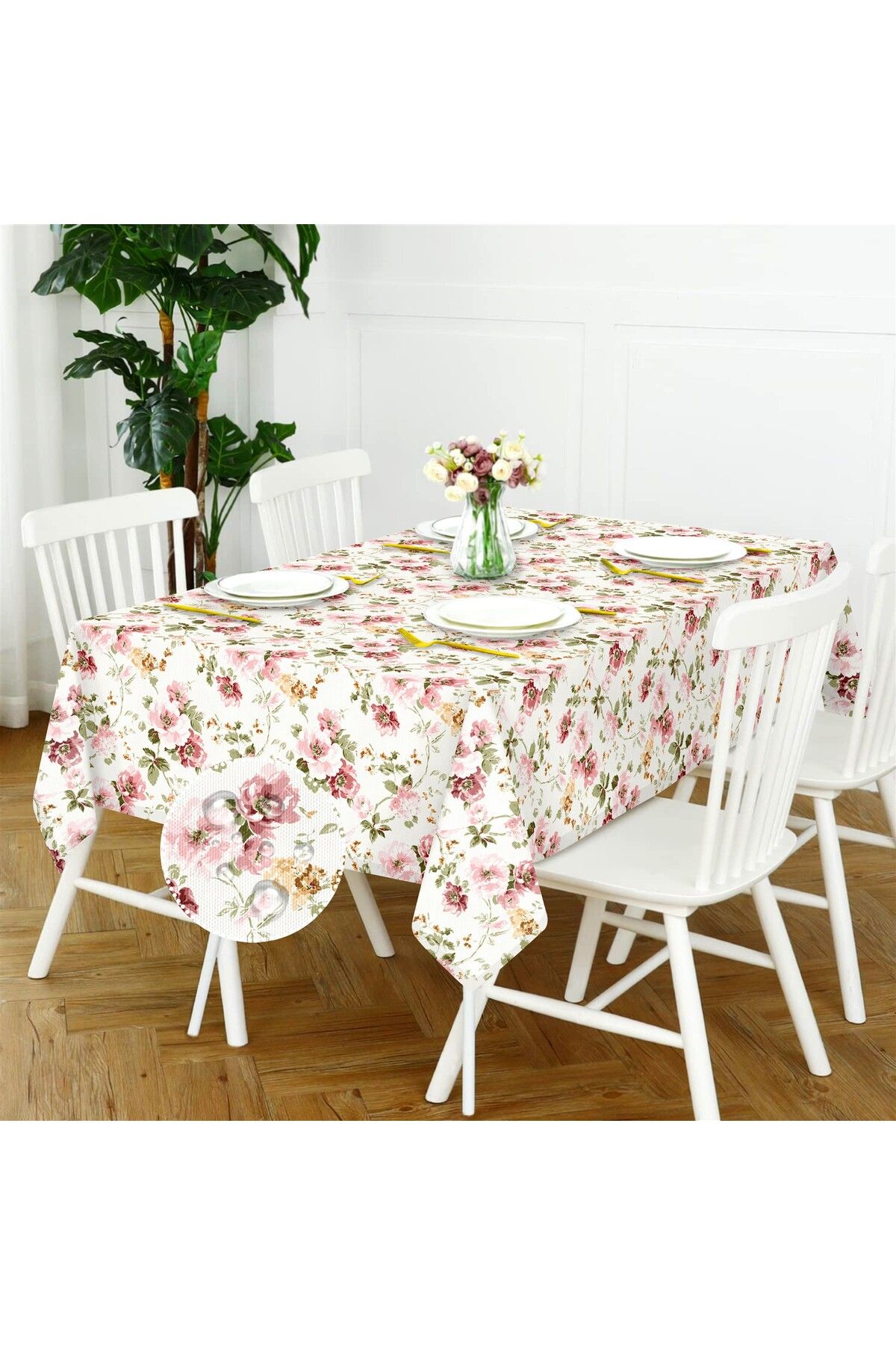 Canvas Bahar Sıvı Geçirmez Leke Tutmaz Masa Örtüsü