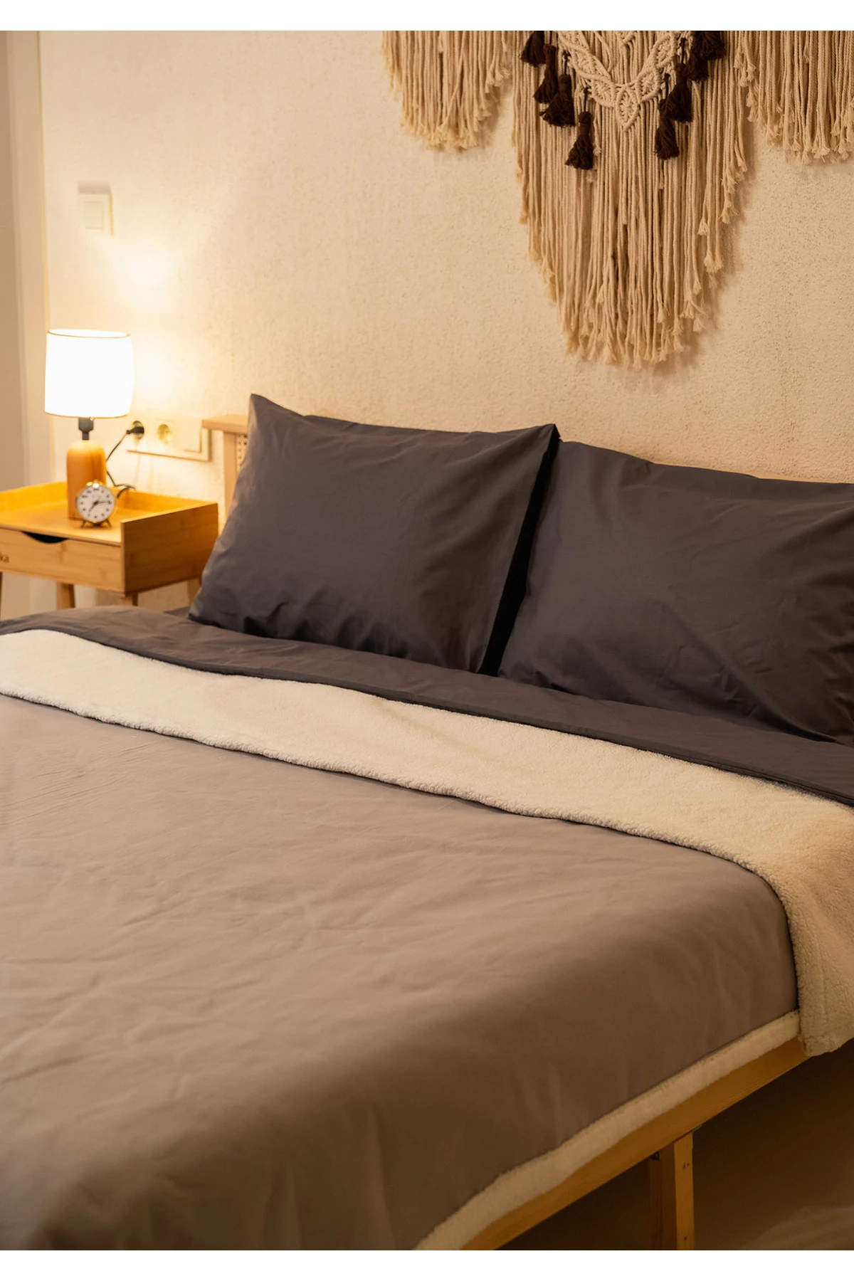 Sherpa Battaniye Çift Kişilik 200x230cm - Gri̇