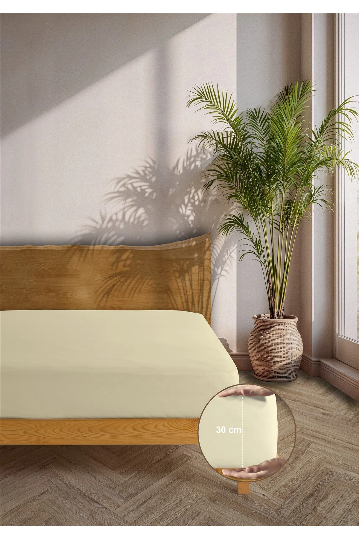 Naria Ranforce %100 Pamuk Lastikli Çarşaf - Krem