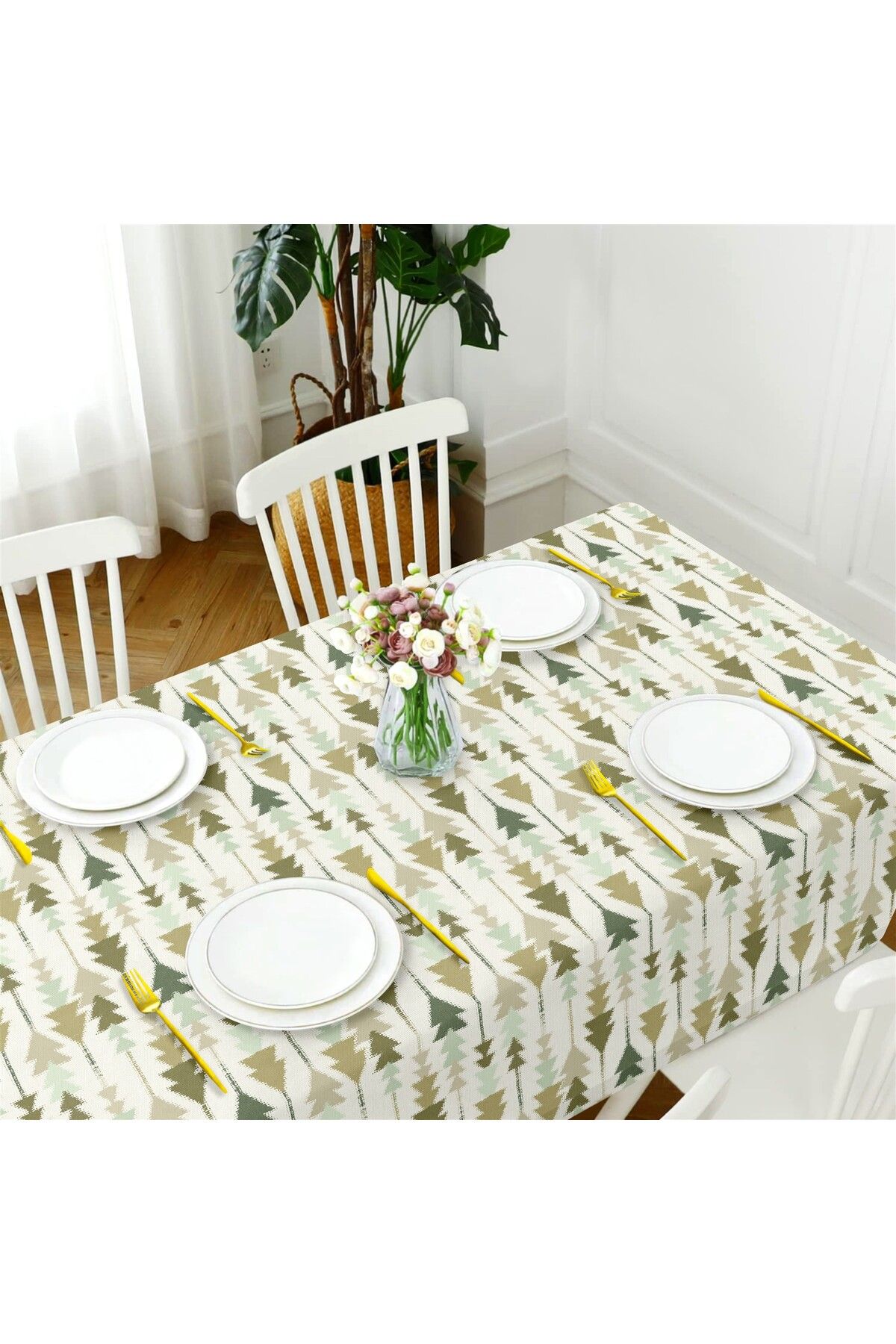 Canvas Desenli Sıvı Geçirmez Leke Tutmaz Masa Örtüsü