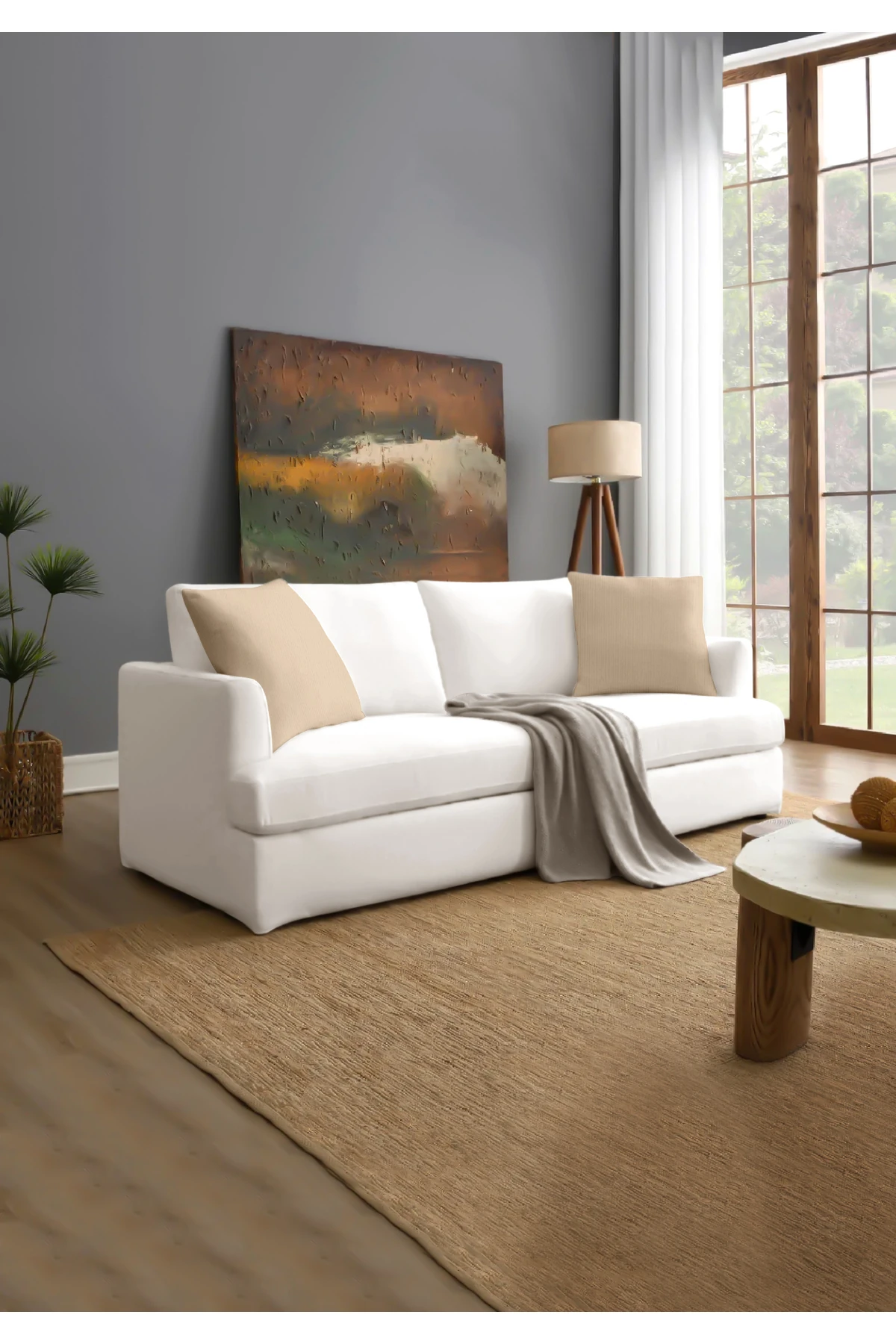 Canvas 6'lı  Sıvı Geçirmez Leke Tutmaz Kırlent Kılıfı 45 x 45 cm - Bej