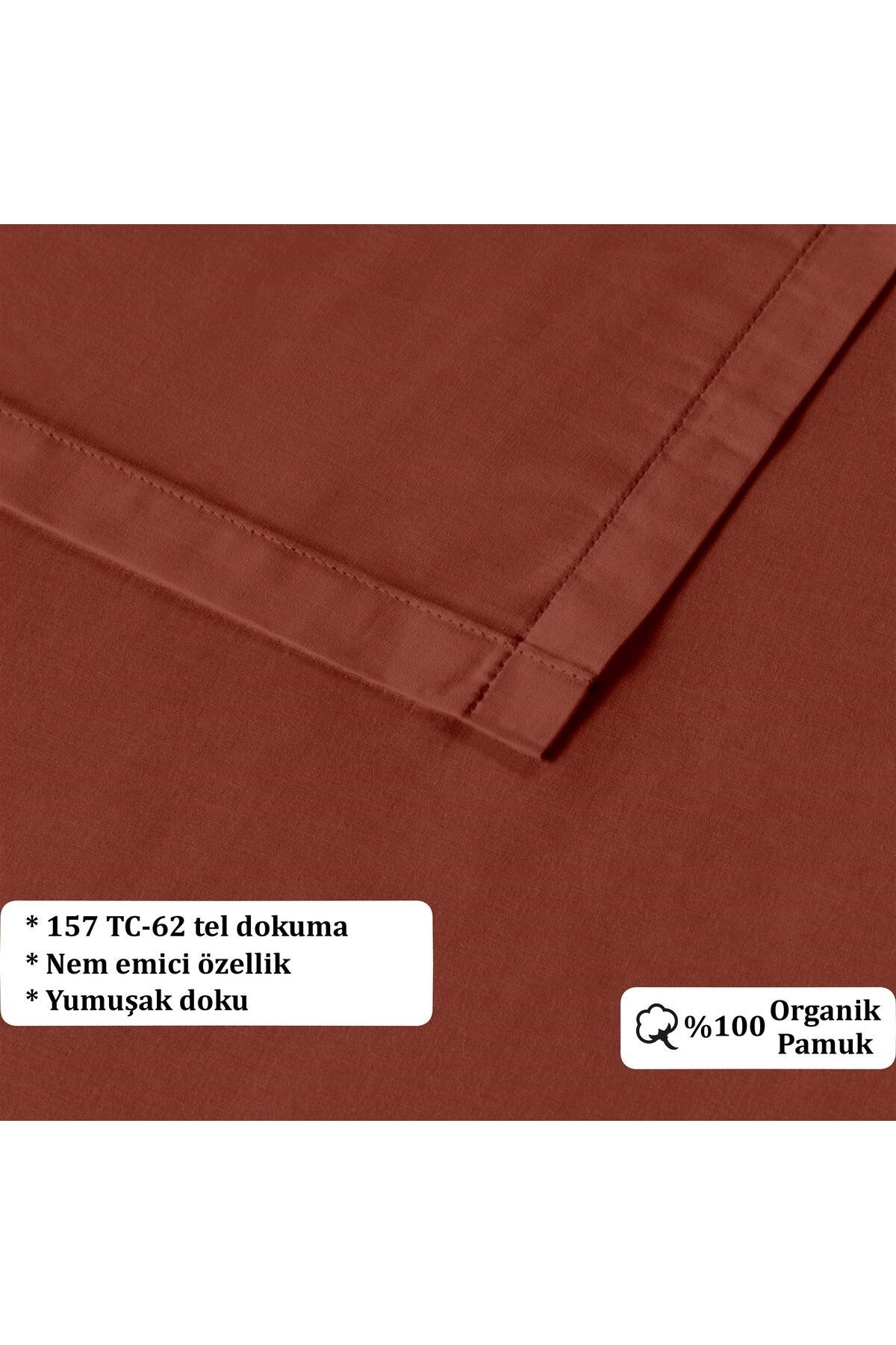 Organik Pamuk Akfil Düz Çarşaf Seti Çift Kişilik 240x260 cm - Bordo