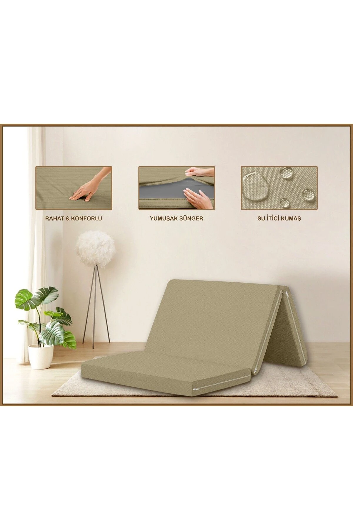 Canvas  Fermuarlı Katlanabilir Yer Yatağı Yer Minderi 80x180x6cm