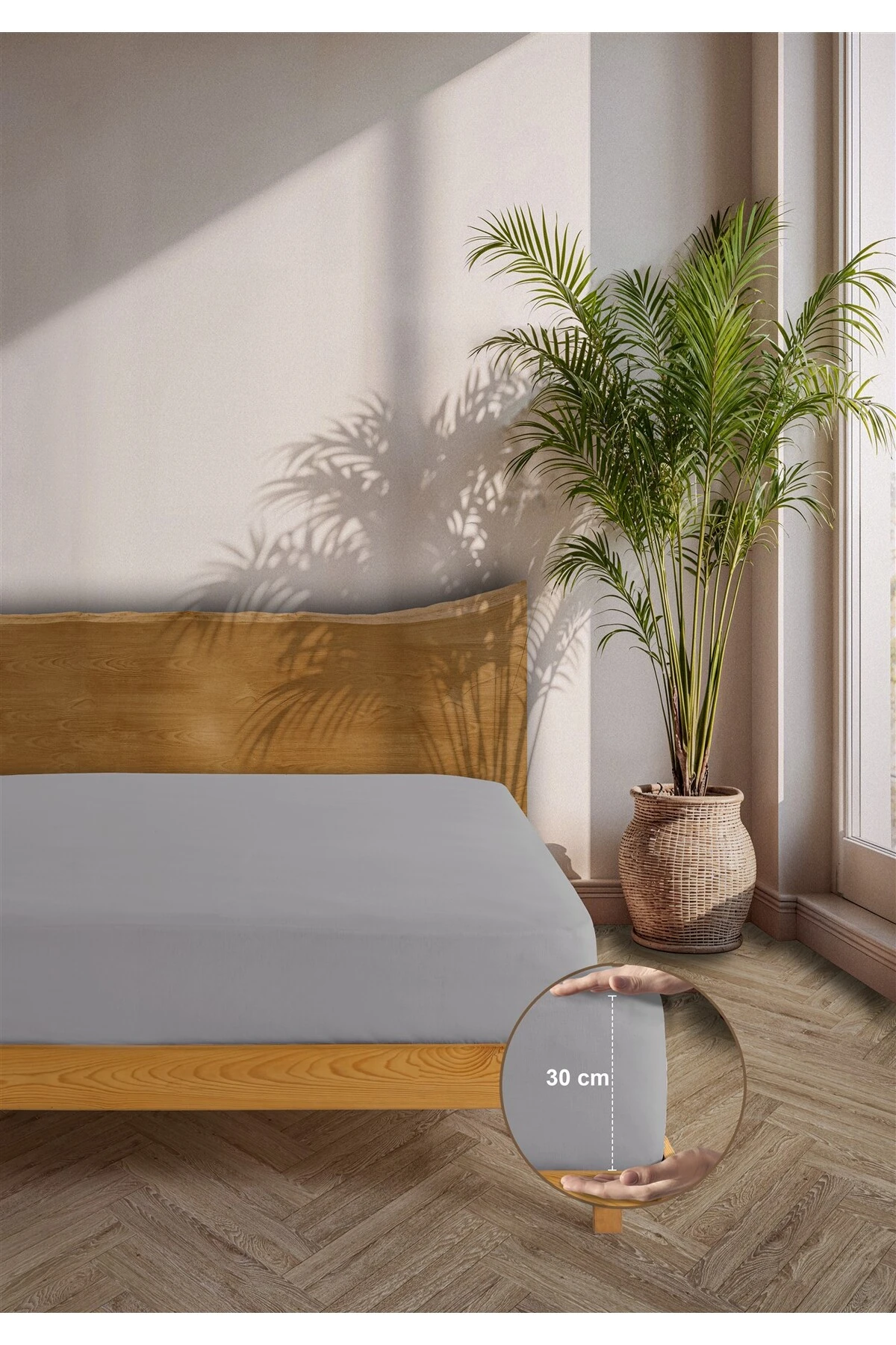 Siena Ranforce %100 Pamuk Lastikli Çarşaf Seti - Açik Gri̇