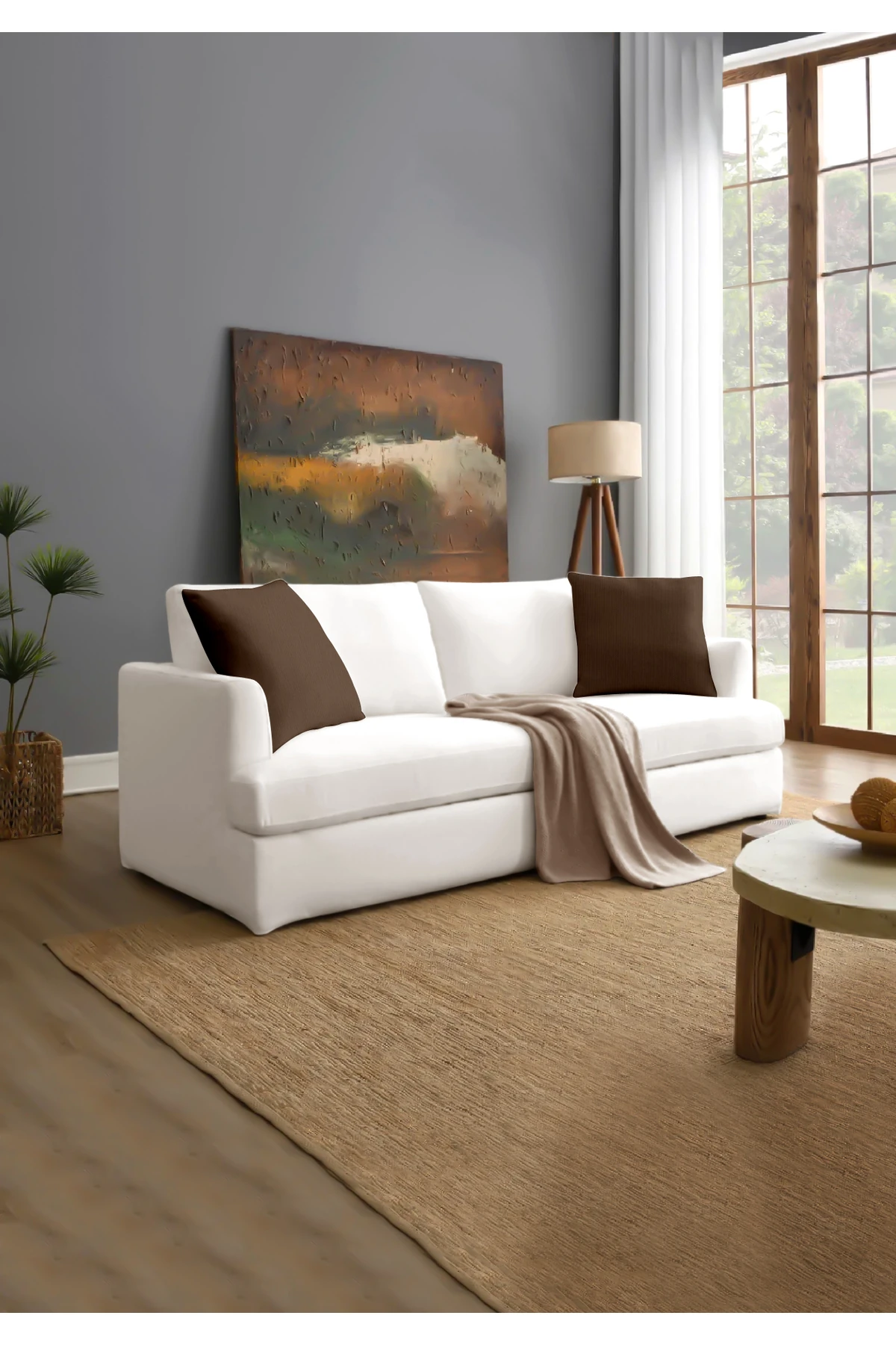 Canvas 6'lı  Sıvı Geçirmez Leke Tutmaz Kırlent Kılıfı 45 x 45 cm - Kahve