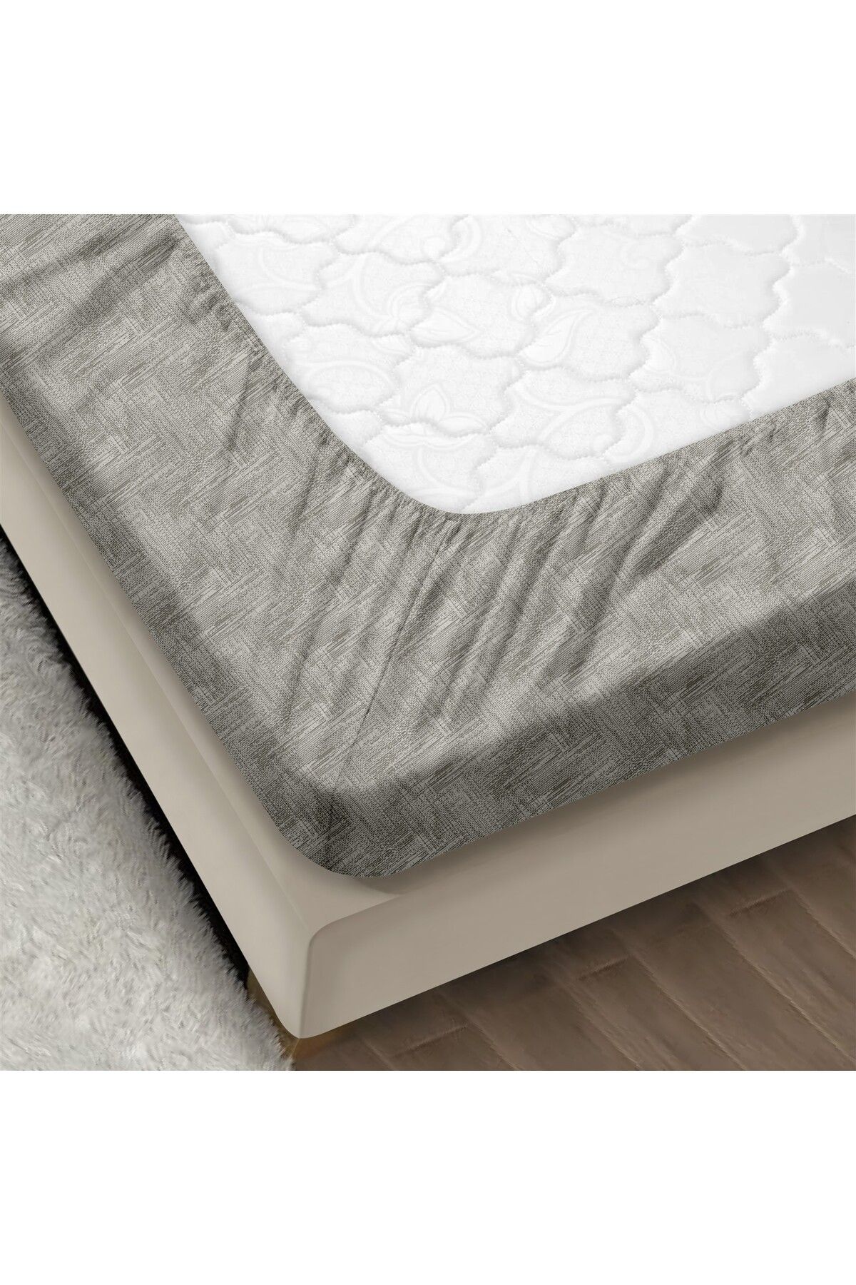 Always Pamuklu Lastikli Çarşaf Seti Çift Kişilik 160x200+35cm - Taş