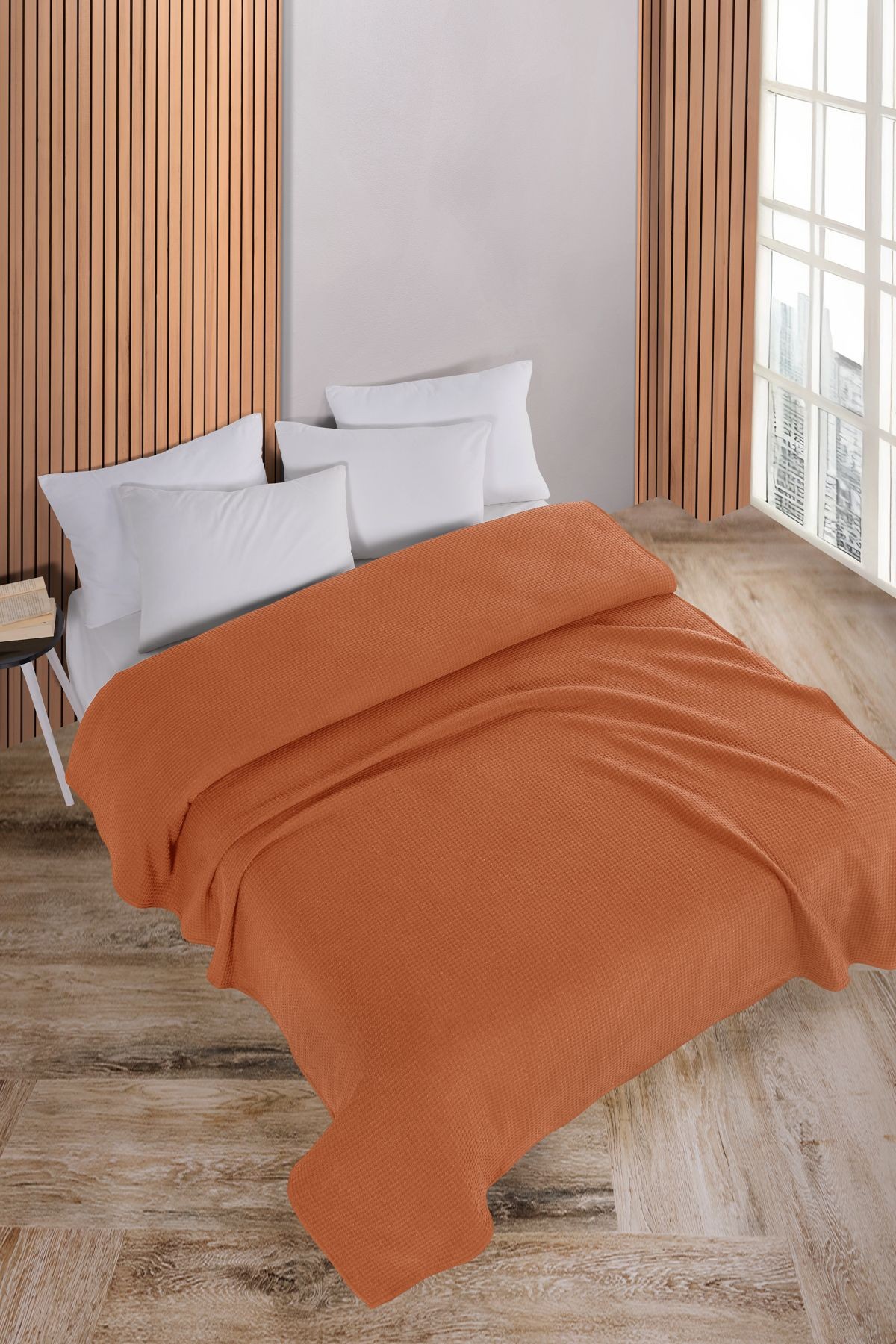 Pamuklu Aden Çok Amaçlı Örtü Çift Kişilik - 200x230 Cm - Turuncu