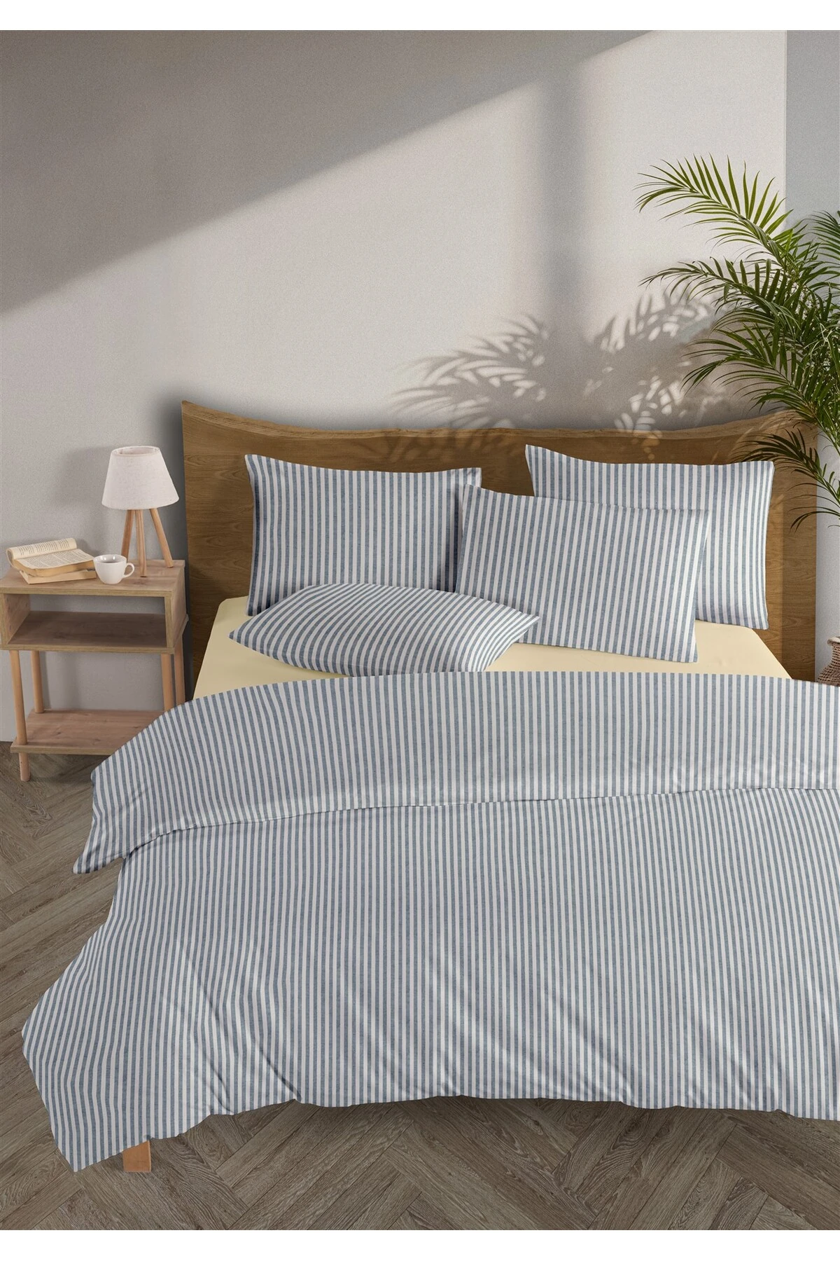 Mira %100 Pamuk Ranforce Yezra Ipliği Boyalı Nevresim Takımı Çift Kişilik - 200x220 Cm - Laci̇vert