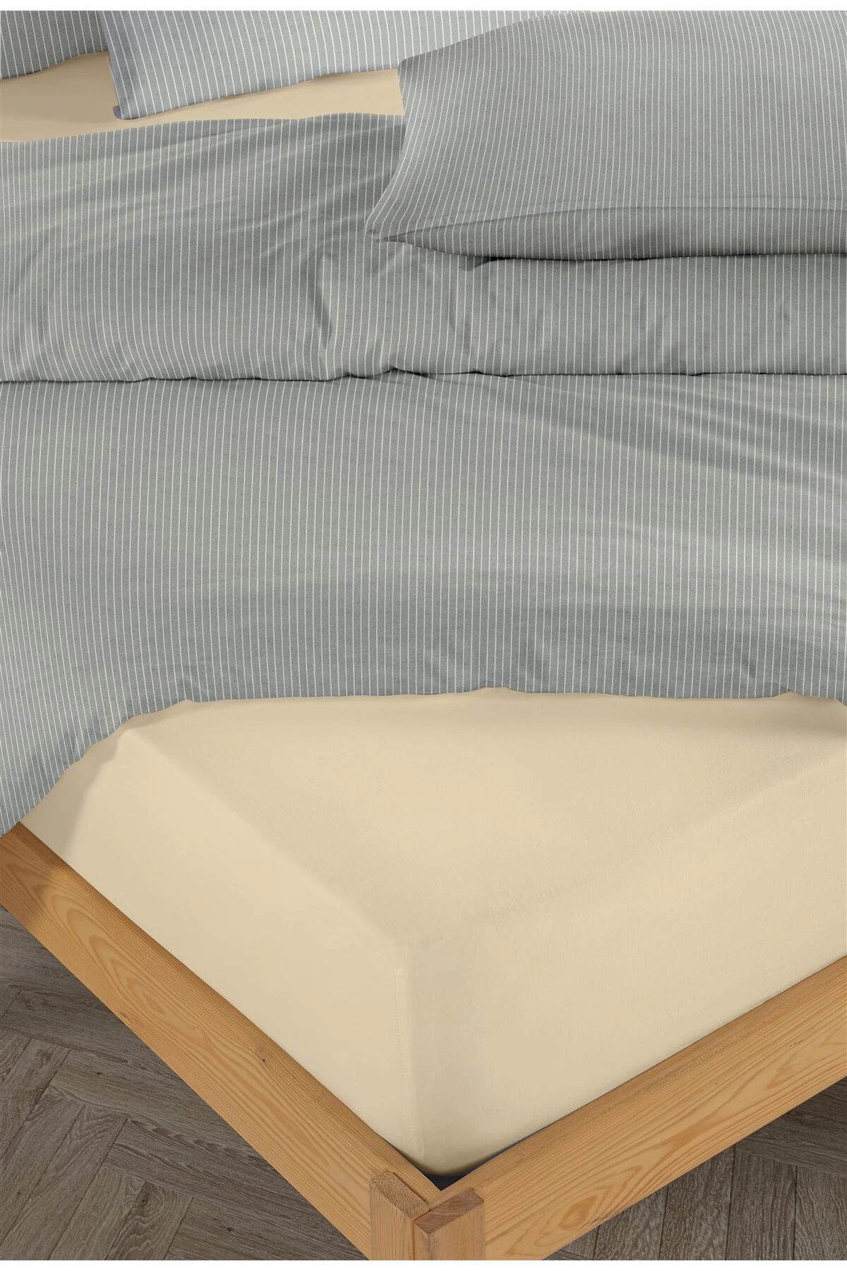 Chıc %100 Pamuk Ranforce Akay  Ipliği Boyalı Nevresim Takımı Çift Kişilik - 200x220 cm - Koyu Gri̇