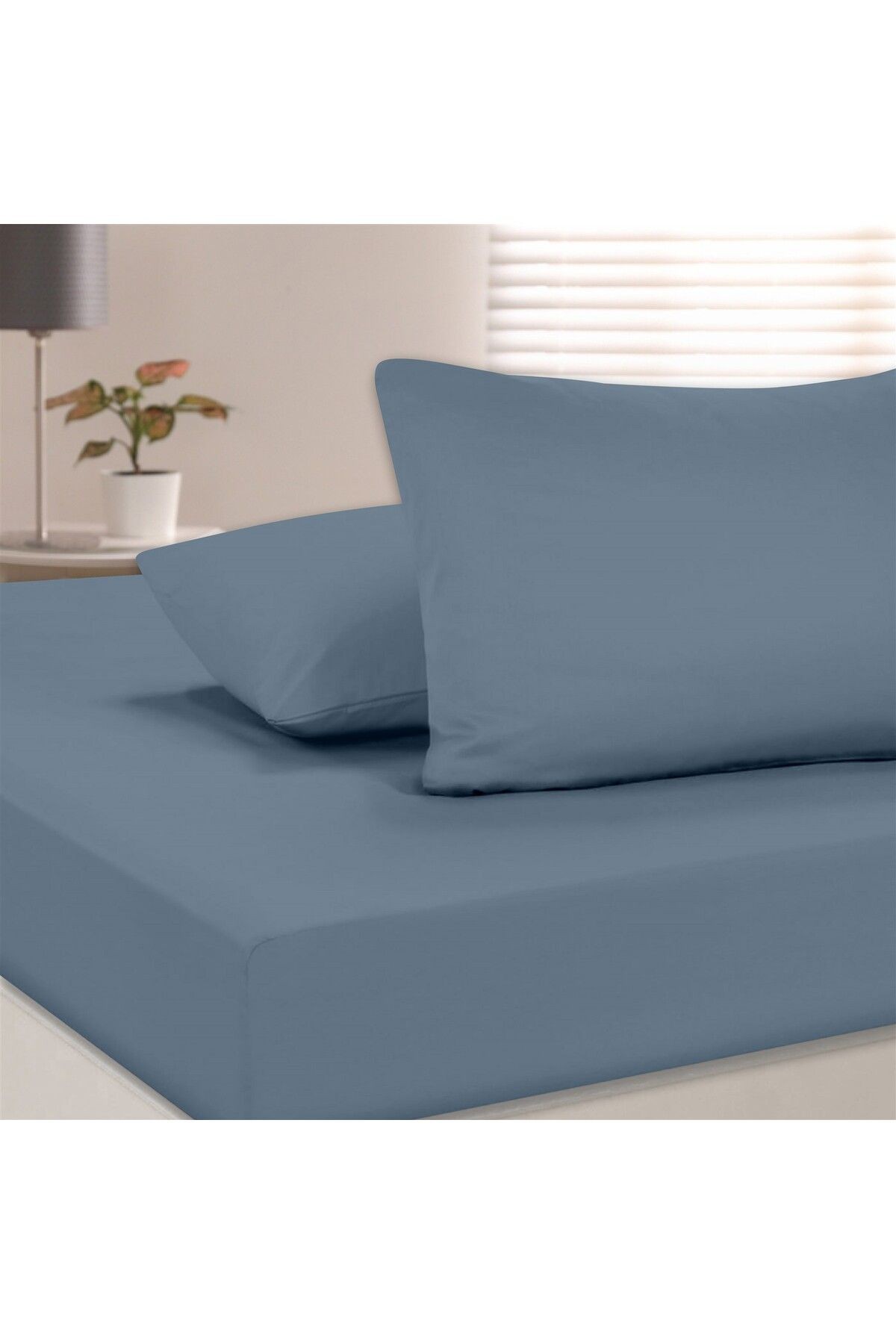 Organik Pamuk Akfil Düz Çarşaf Seti Çift Kişilik 240x260 cm - İndi̇go