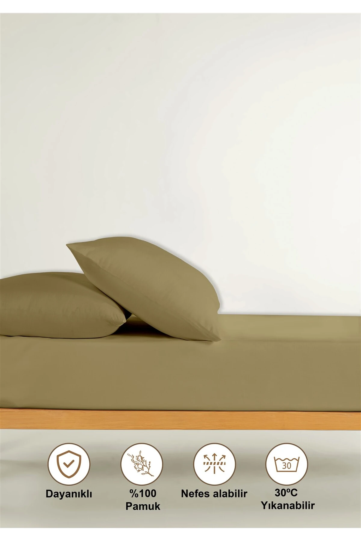 Naria Ranforce %100 Pamuk Lastikli Çarşaf - zeyti̇n yeşi̇li̇