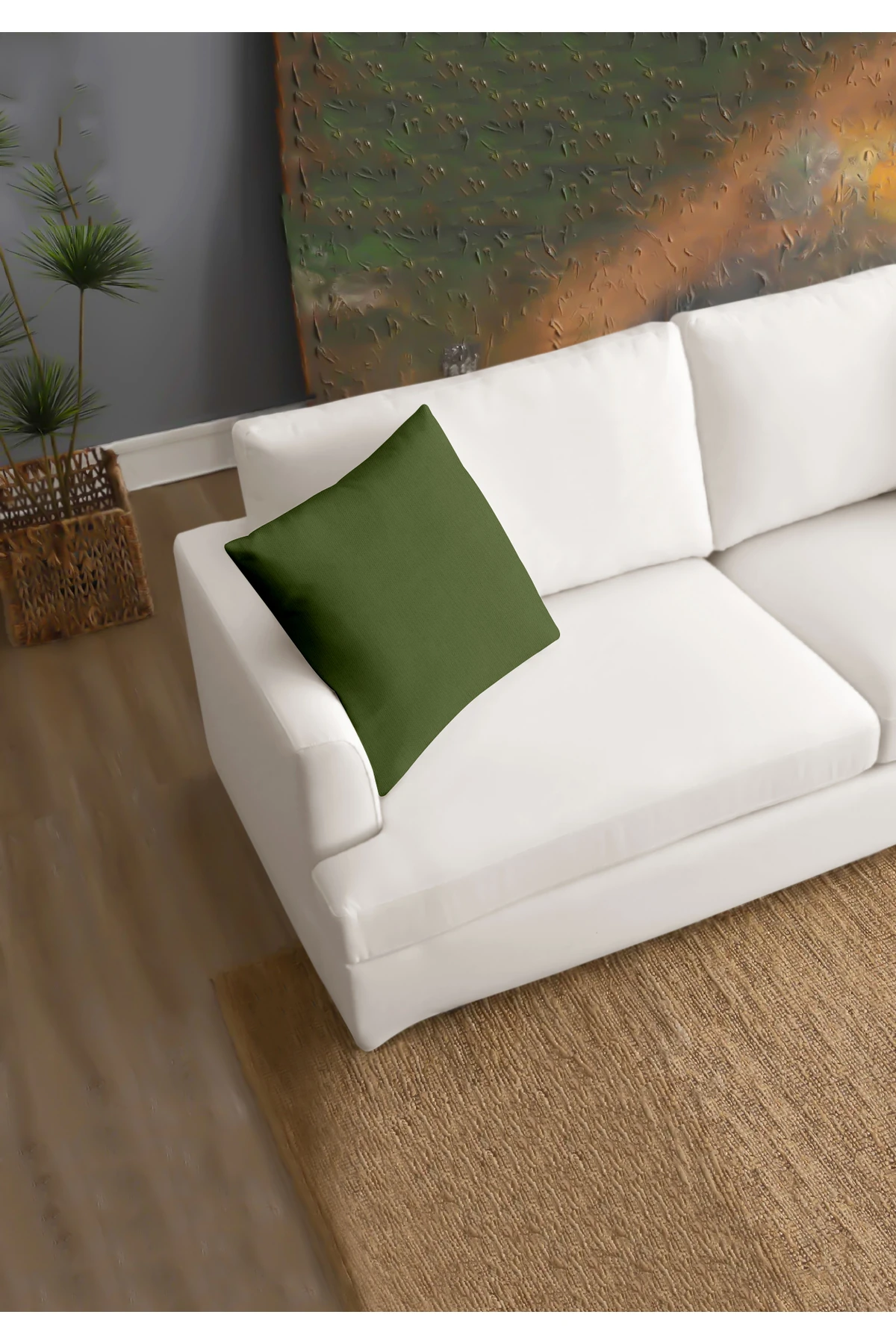 Canvas 6'lı  Sıvı Geçirmez Leke Tutmaz Kırlent Kılıfı 45 x 45 cm - Koyu Yeşi̇l