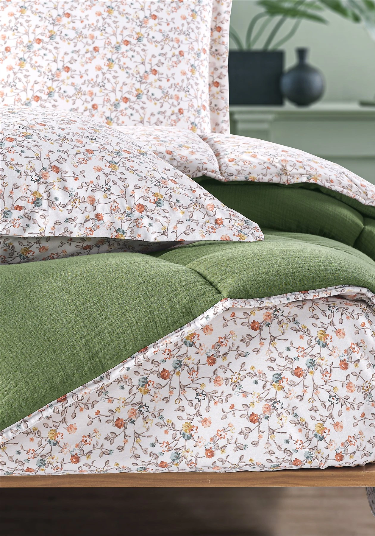 Andy Timeless %100 Pamuk 4 Kat Müslin Comfort Uyku Seti Tek Kişilik 155x215 cm - Yeşil