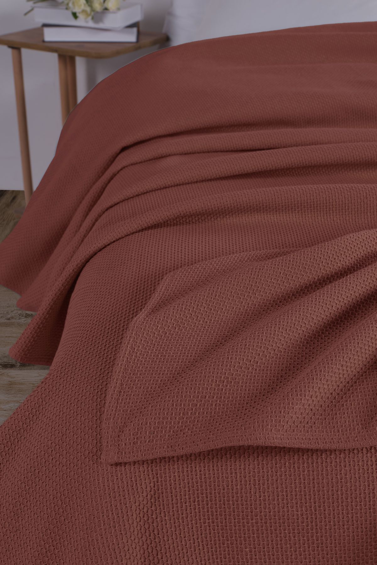 Pamuklu Petek Çok Amaçlı Örtü Çift Kişilik 200x230 cm - Kıremi̇t