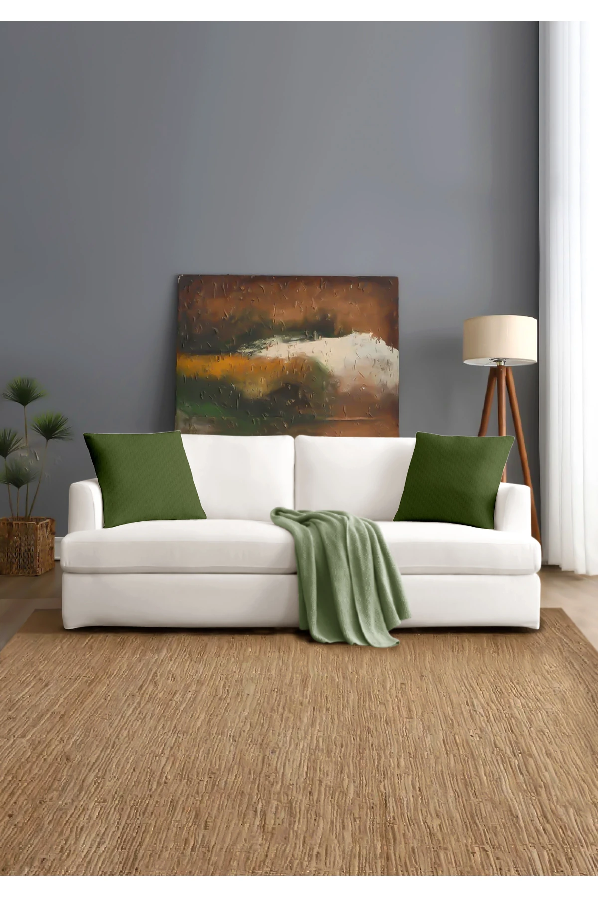 Canvas 6'lı  Sıvı Geçirmez Leke Tutmaz Kırlent Kılıfı 45 x 45 cm - Koyu Yeşi̇l