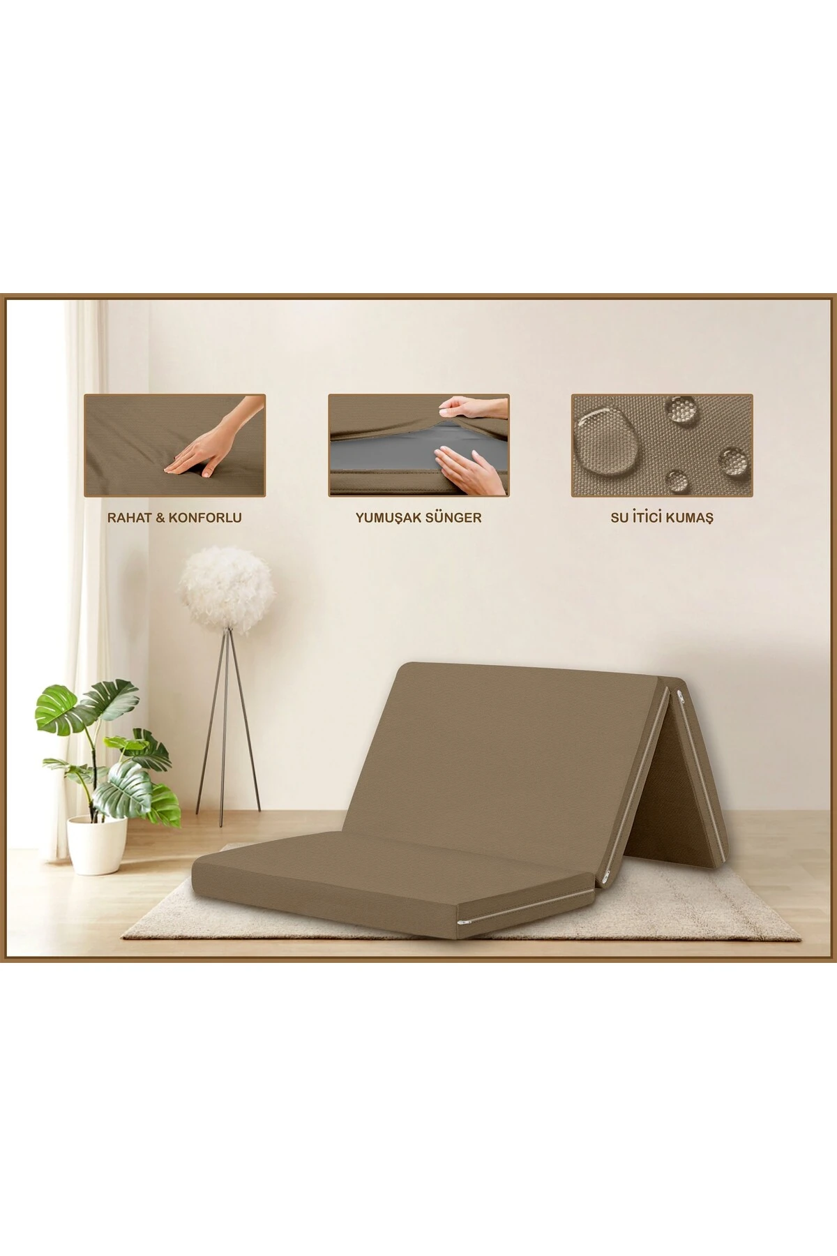 Canvas  Fermuarlı Katlanabilir Yer Yatağı Yer Minderi 80x180x6cm