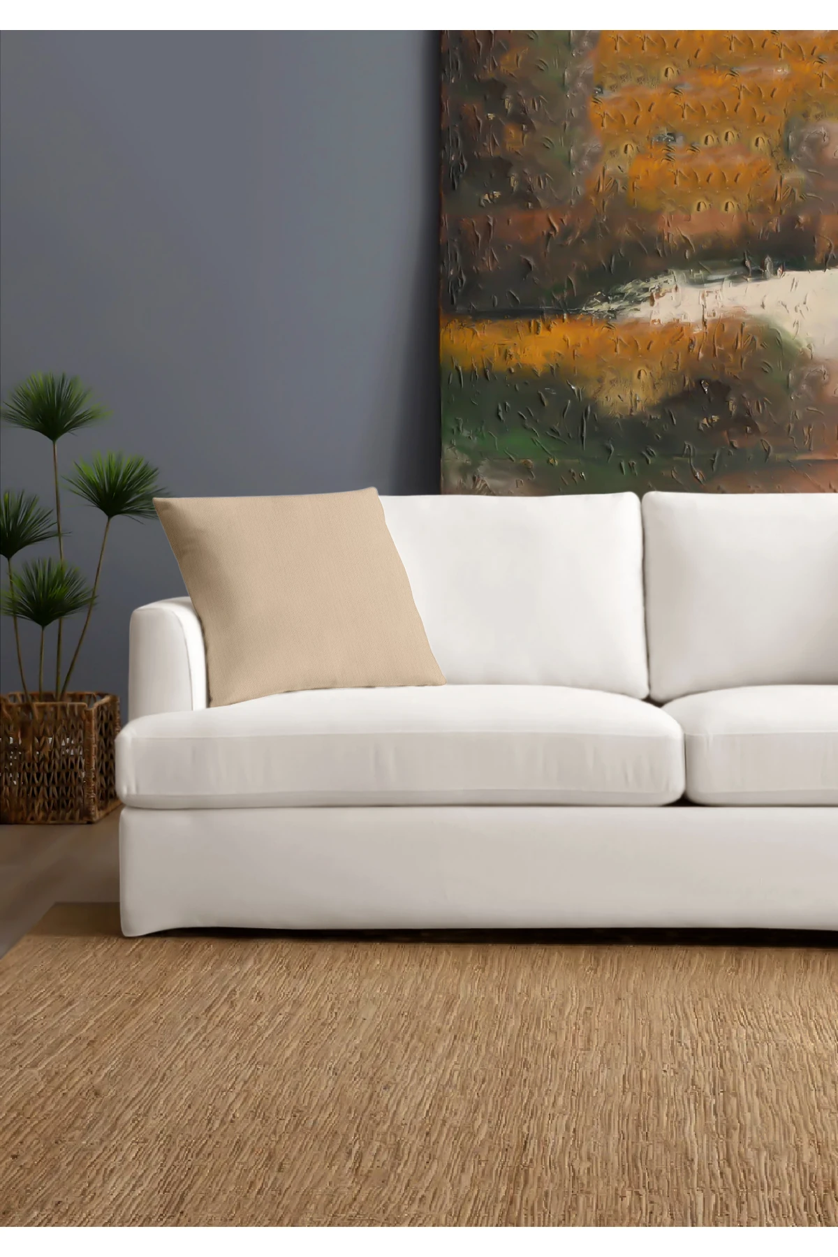 Canvas 6'lı  Sıvı Geçirmez Leke Tutmaz Kırlent Kılıfı 45 x 45 cm - Bej