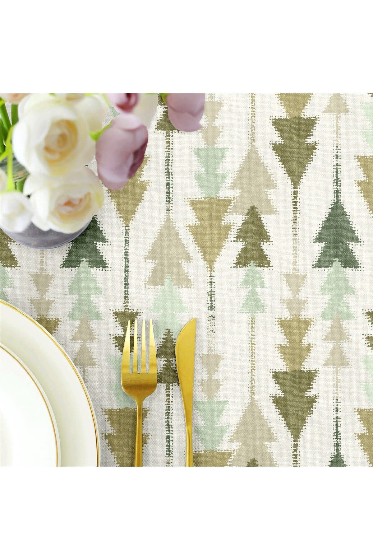 Canvas Desenli Sıvı Geçirmez Leke Tutmaz Masa Örtüsü