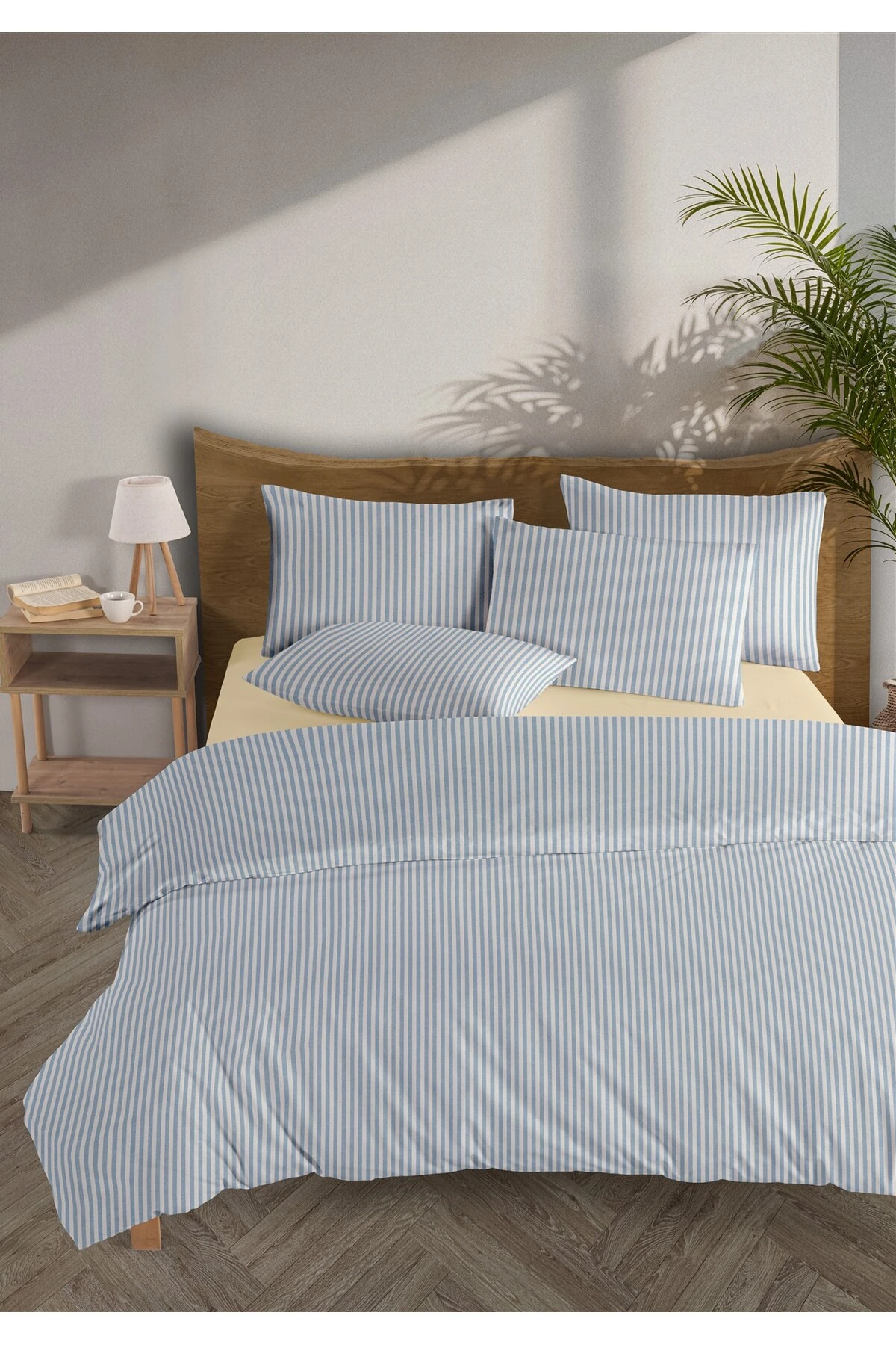 Mira %100 Pamuk Ranforce Yezra Ipliği Boyalı Nevresim Takımı Çift Kişilik - 200x220 Cm - Mavi̇