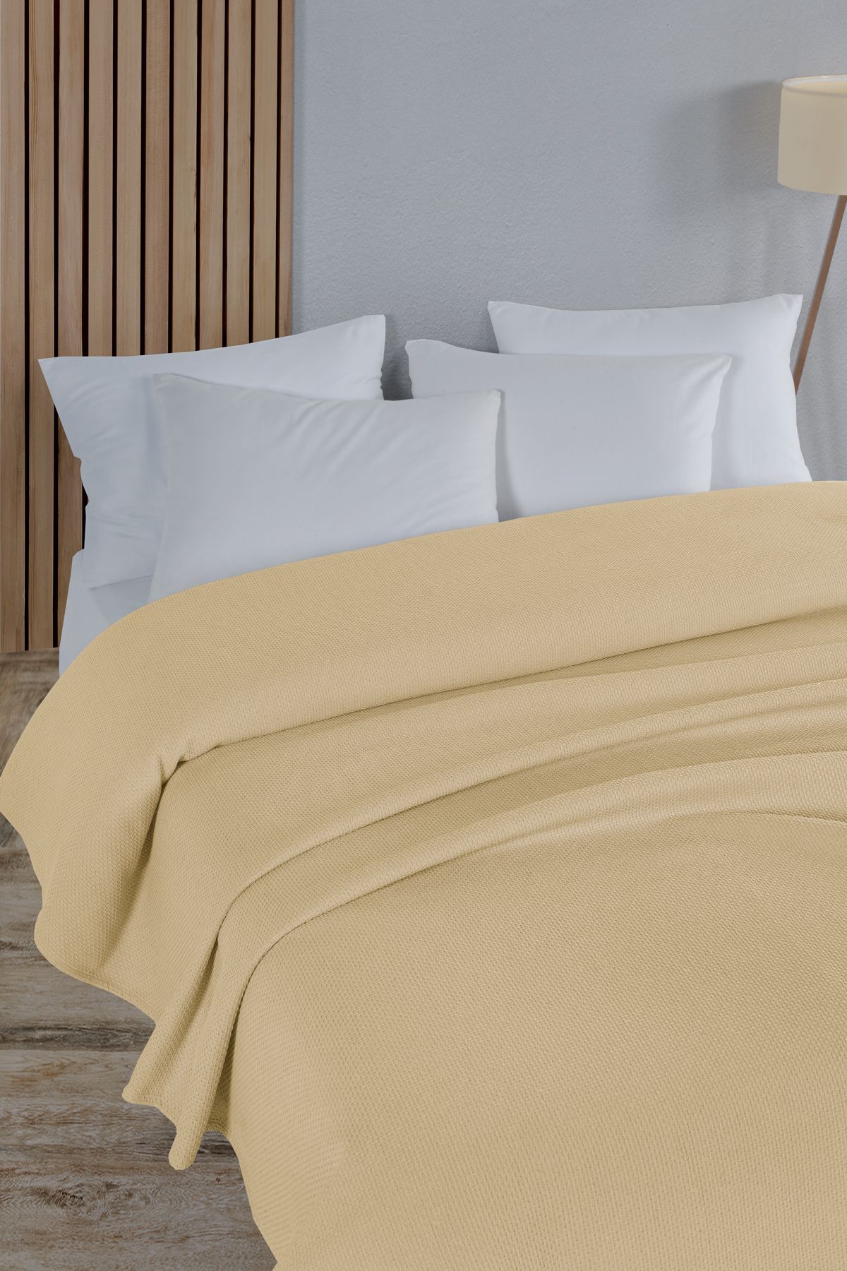 Pamuklu Petek Çok Amaçlı Örtü Çift Kişilik 200x230 cm - Açik sari