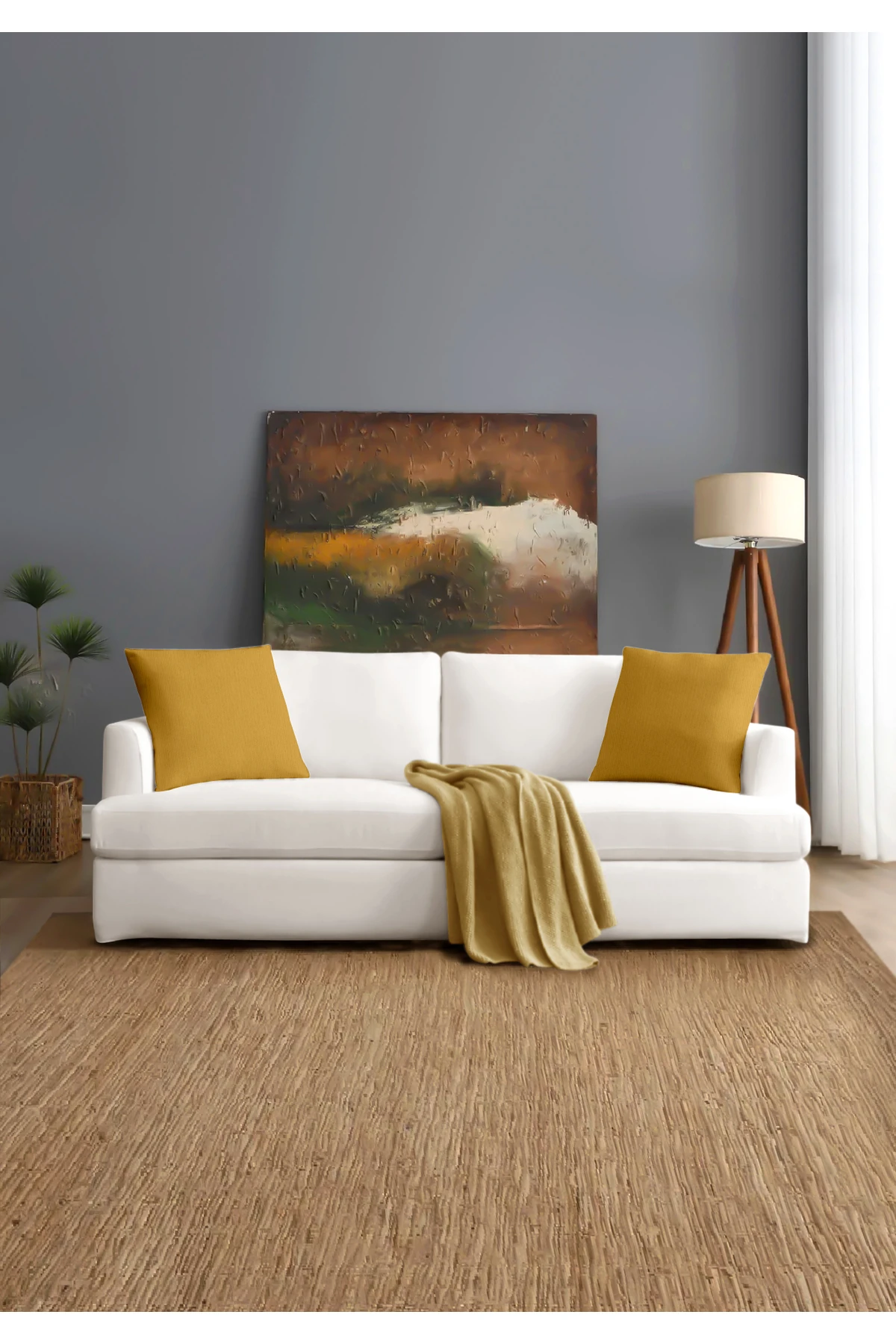 Canvas 6'lı  Sıvı Geçirmez Leke Tutmaz Kırlent Kılıfı 45 x 45 cm - Hardal