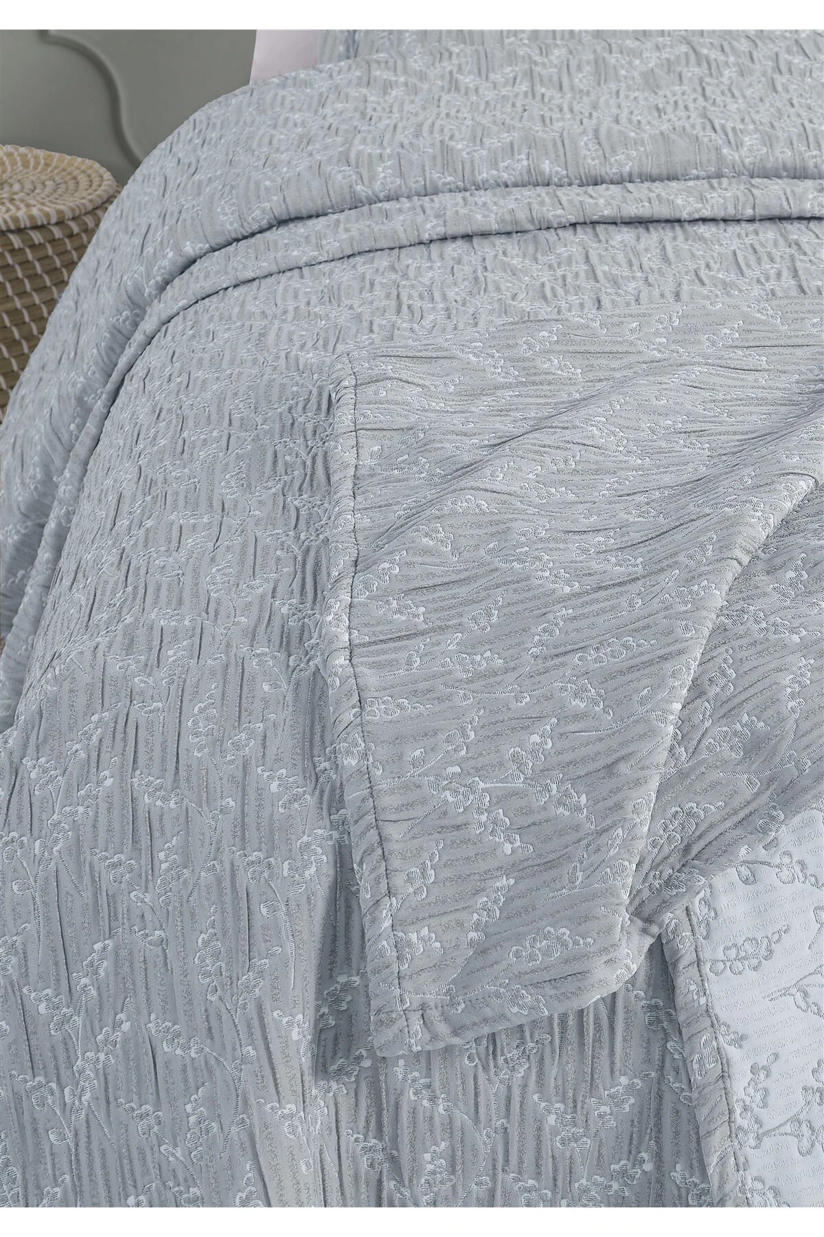 Dolgulu Jakarlı Yatak Örtüsü Seti Çift Kişilik Bej 230x240 cm - fayne i̇ndi̇go